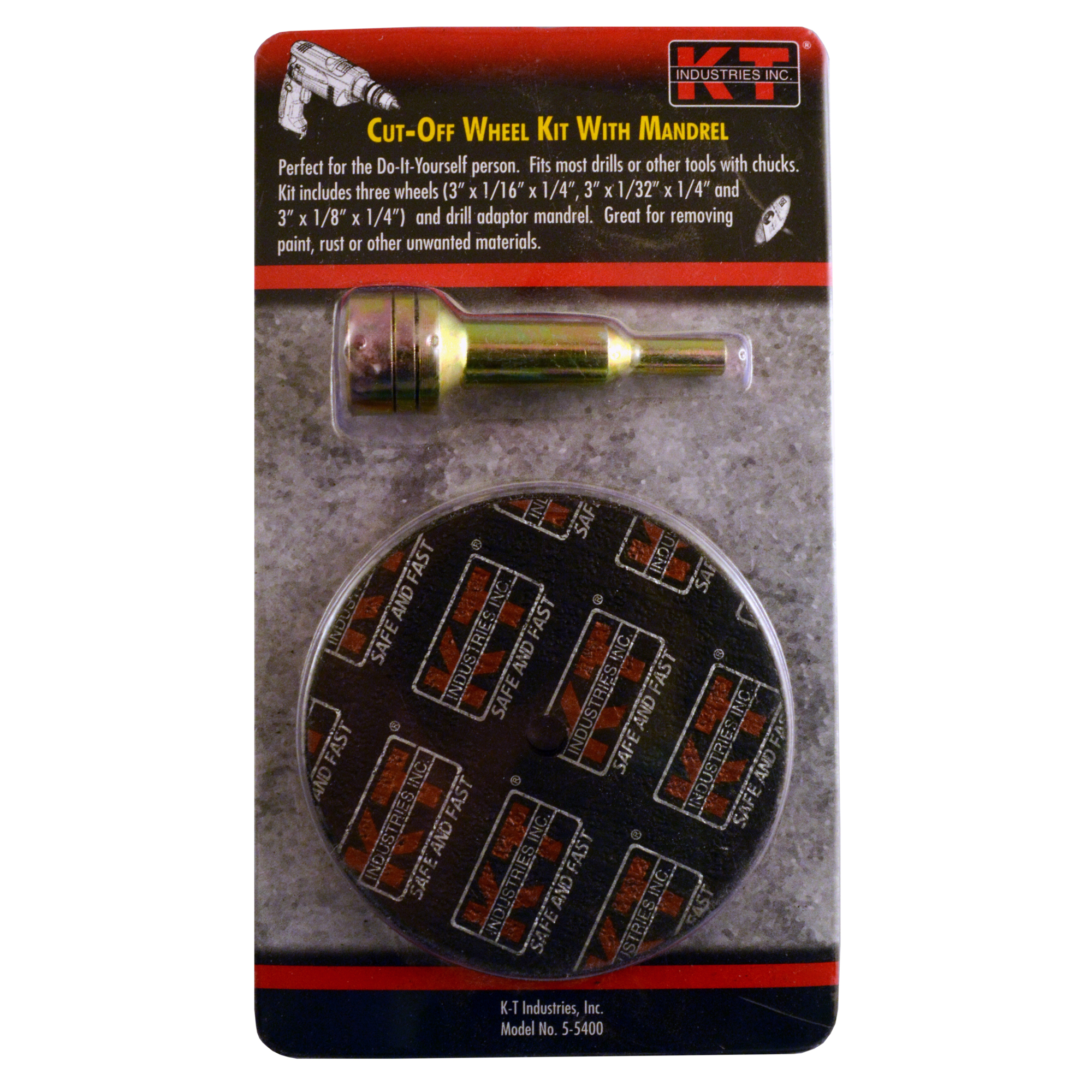 K-T Industries Cutting Wheel Kit — 3in., Includes Drill Adaptor Mandrel, Model# 5-5400