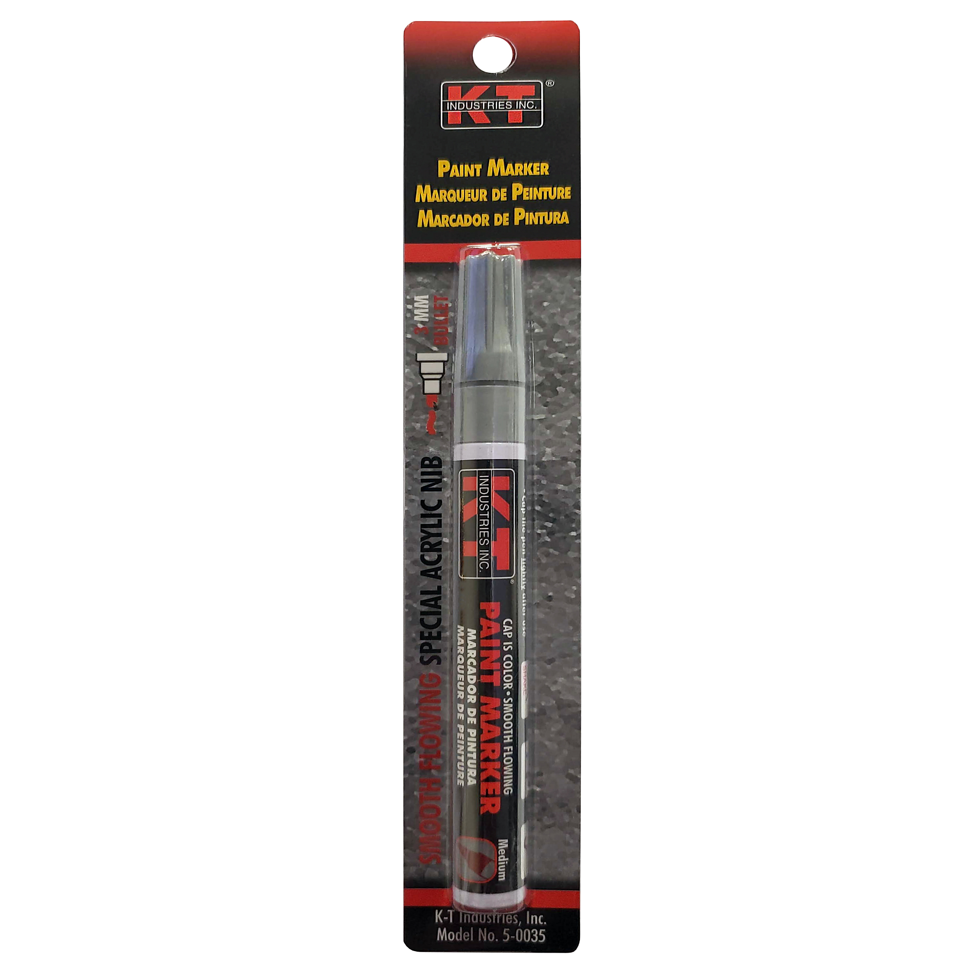 K-T Industries Liquid Paint Marker — Metallic Silver, Permanent, Industrial Grade, Fiber Tip, Model# 5-0035