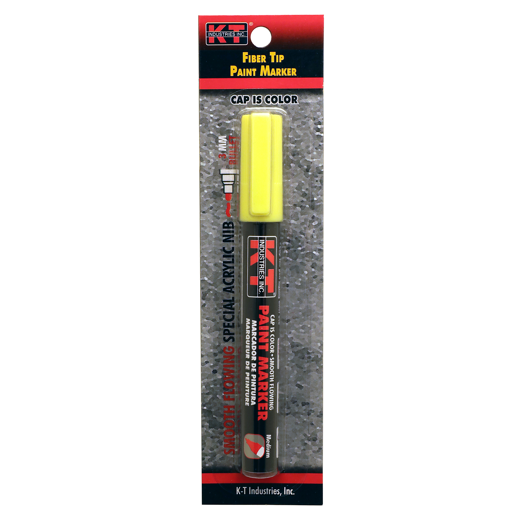 K-T Industries Liquid Paint Marker — Yellow, Aluminum Body, Industrial Grade Fiber Nib, Model# 5-0045