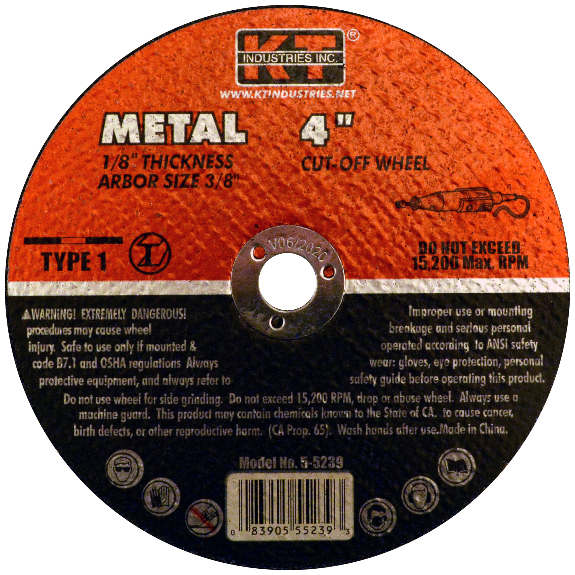 K-T Industries Metal Cutting Wheel — 4in. x 1/8in. x 3/8in., 10-Pack, 19,000 RPM, Model# 5-5239
