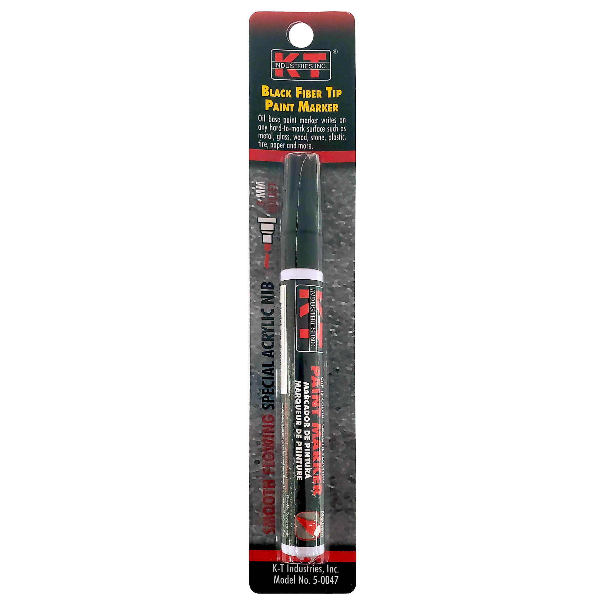 K-T Industries Liquid Paint Marker — Black, Industrial Grade, Permanent, Fiber Tip, Model# 5-0047