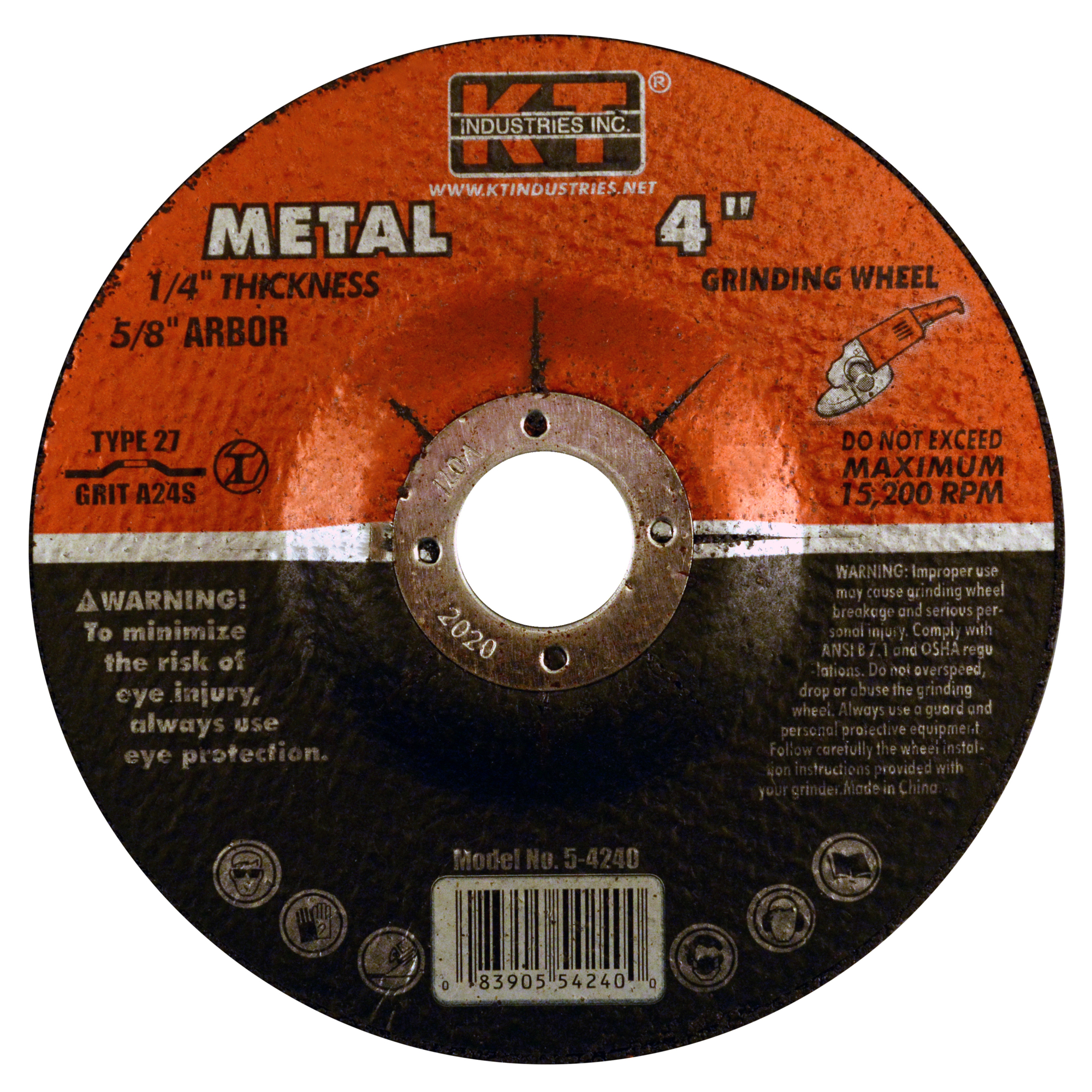 K-T Industries Grinding Wheel — 4in. x 1/4in. x 5/8in., Resin Bonded, Type 27, 5-Pk., Model# 5-4240