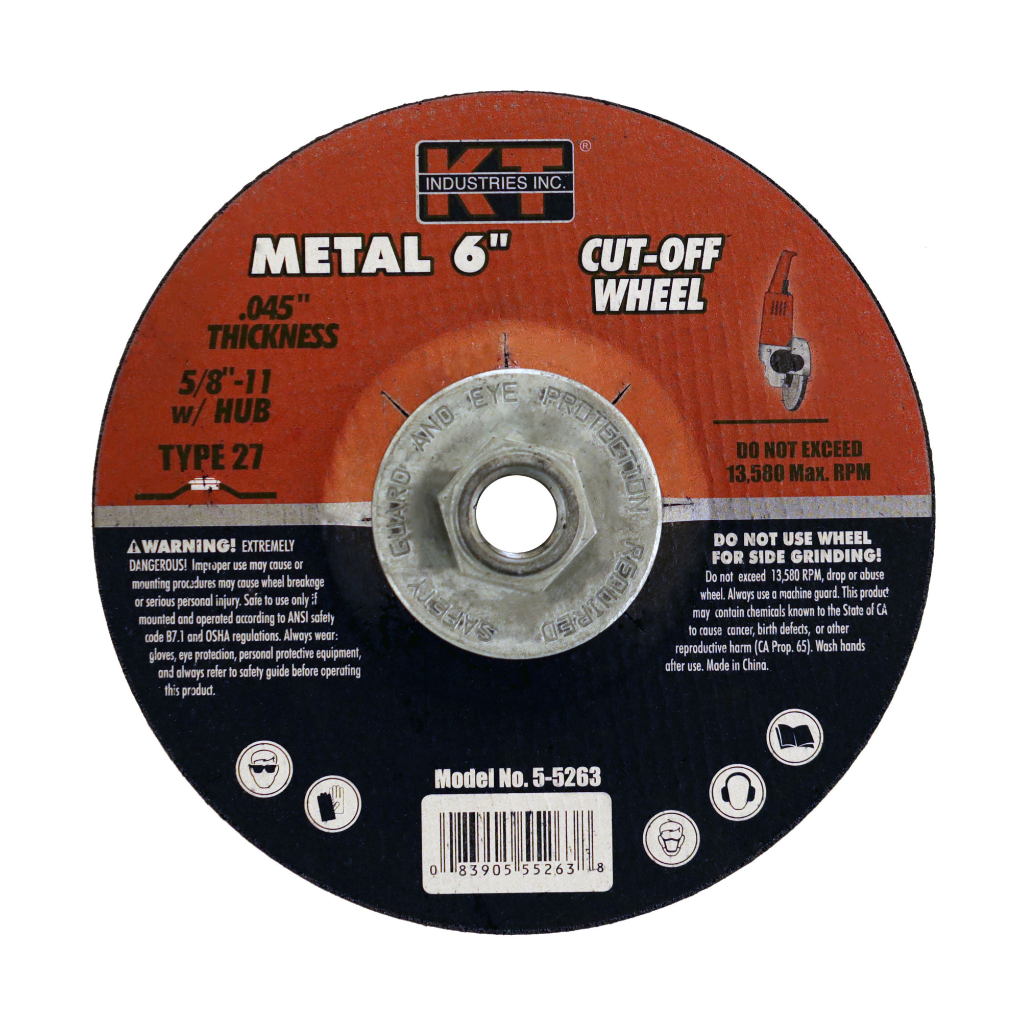 K-T Industries Cutting Wheel — 6in. x .045in., 5/8in.-11 Arbor, Model# 5-5263
