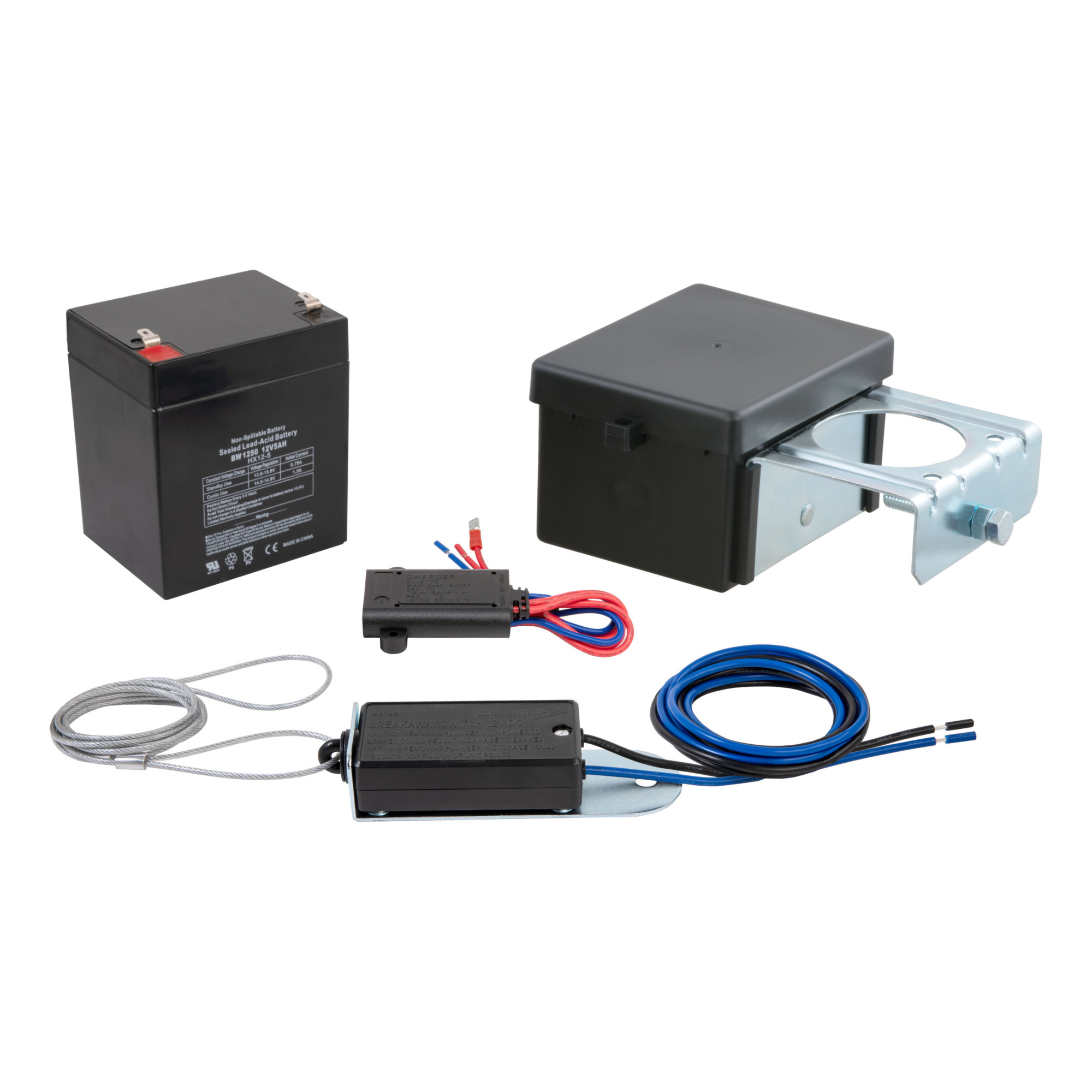 Curt Manufacturing Soft-Trac 2 Trailer Breakaway Switch Kit — 12V Battery, Charger, 48in. Lanyard, Model# 52028