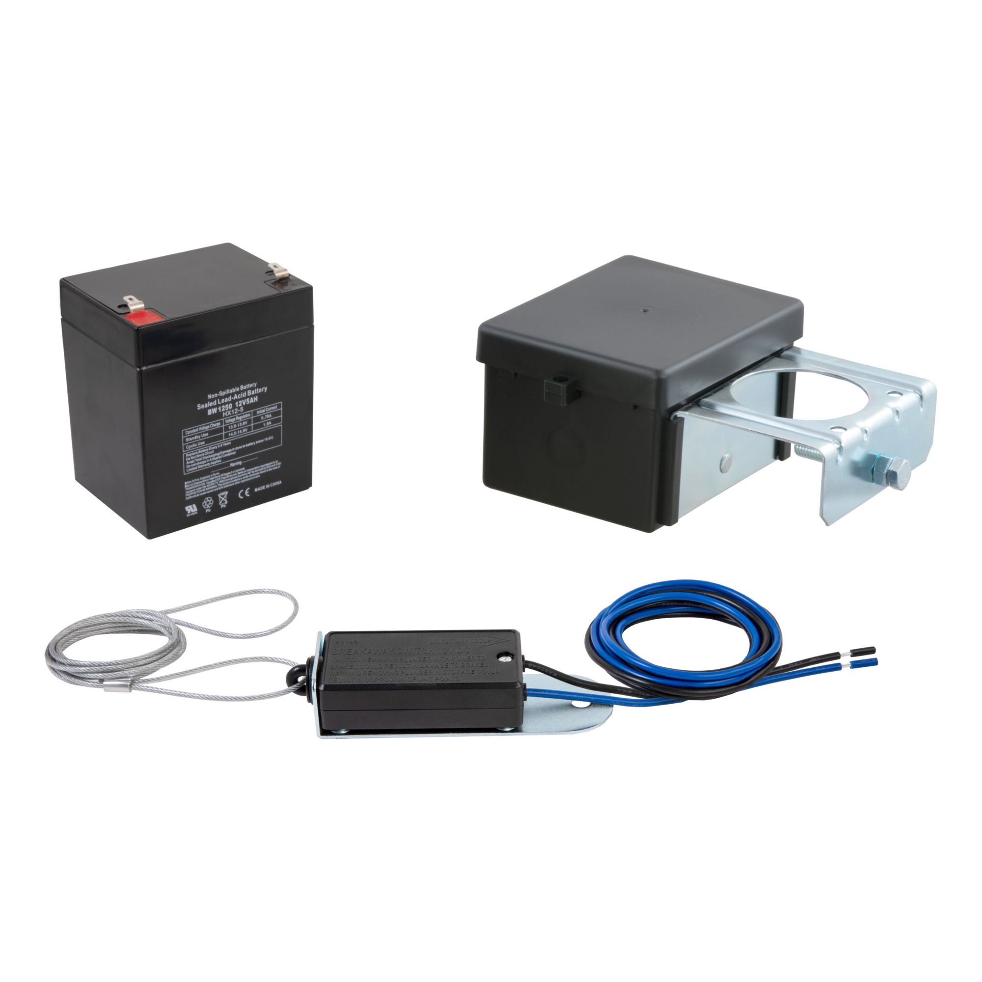 Curt Manufacturing Soft-Trac 2 Trailer Breakaway Switch Kit System — 12V, 5-Amp Battery, 48in. Lanyard, Model# 52026