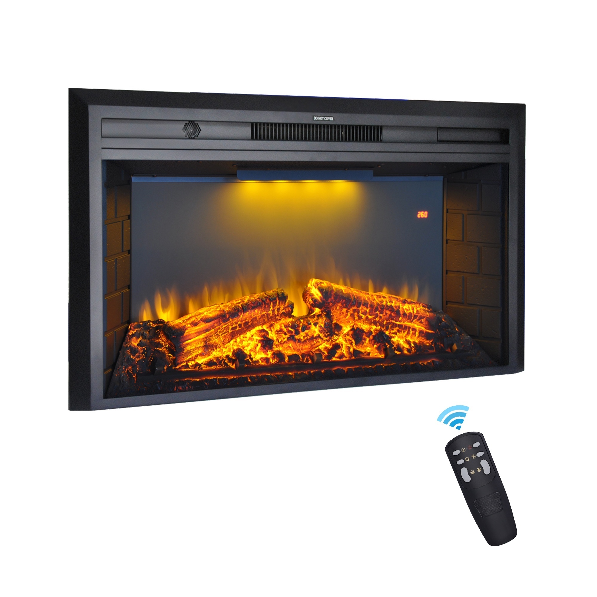 EdenDirect Wall-Mount Electric Fireplace — 36in. Width, LED, Remote Control, Black, Model# NTEEF33WT