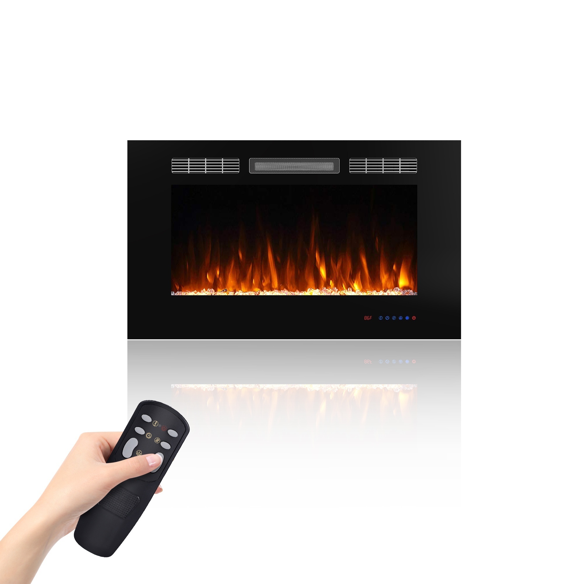 EdenDirect Wall-Mount LED Electric Fireplace — 36in. Width, 1500W, Remote Control, Model# NTEEF36