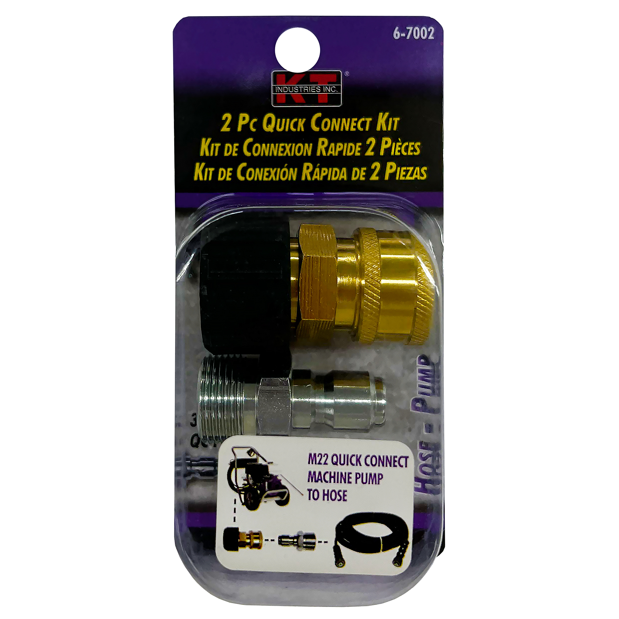 K-T Industries Quick Connect Kit — M22, Hose to Pump, 2-Piece, Model# 6-7002