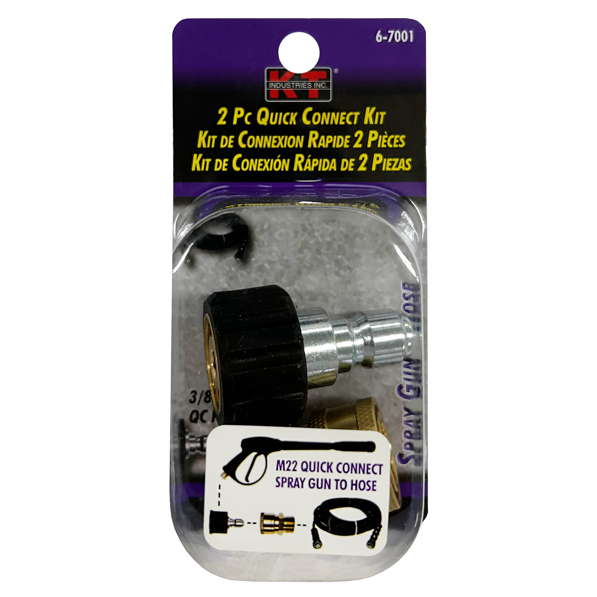 K-T Industries Quick Connect Kit — 2-Piece, M22, Gun to Hose, Model# 6-7001