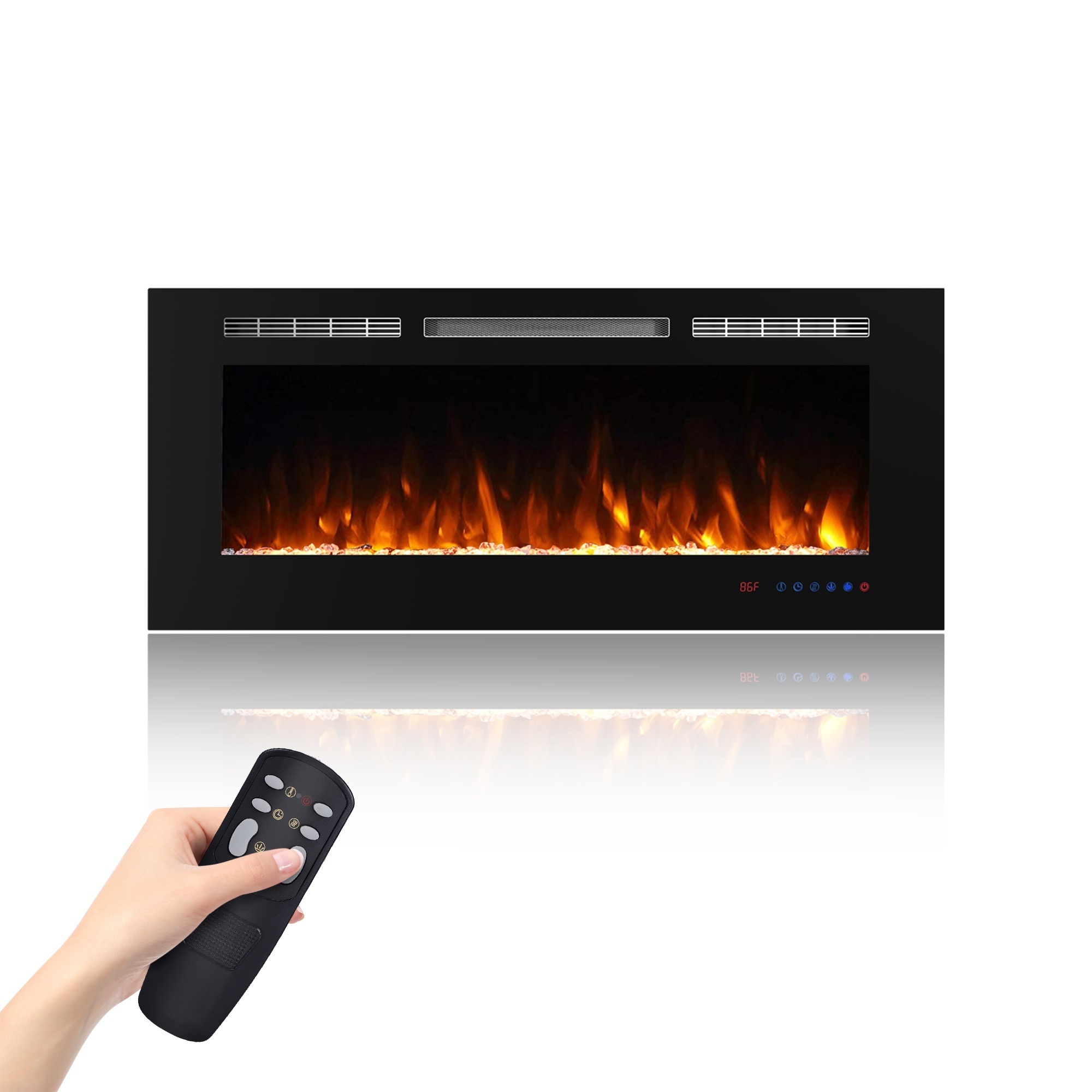 EdenDirect Wall-Mount LED Electric Fireplace — 50in. Width, 1500W, Remote Control, 5 Brightness Levels, Model# NTEEF50