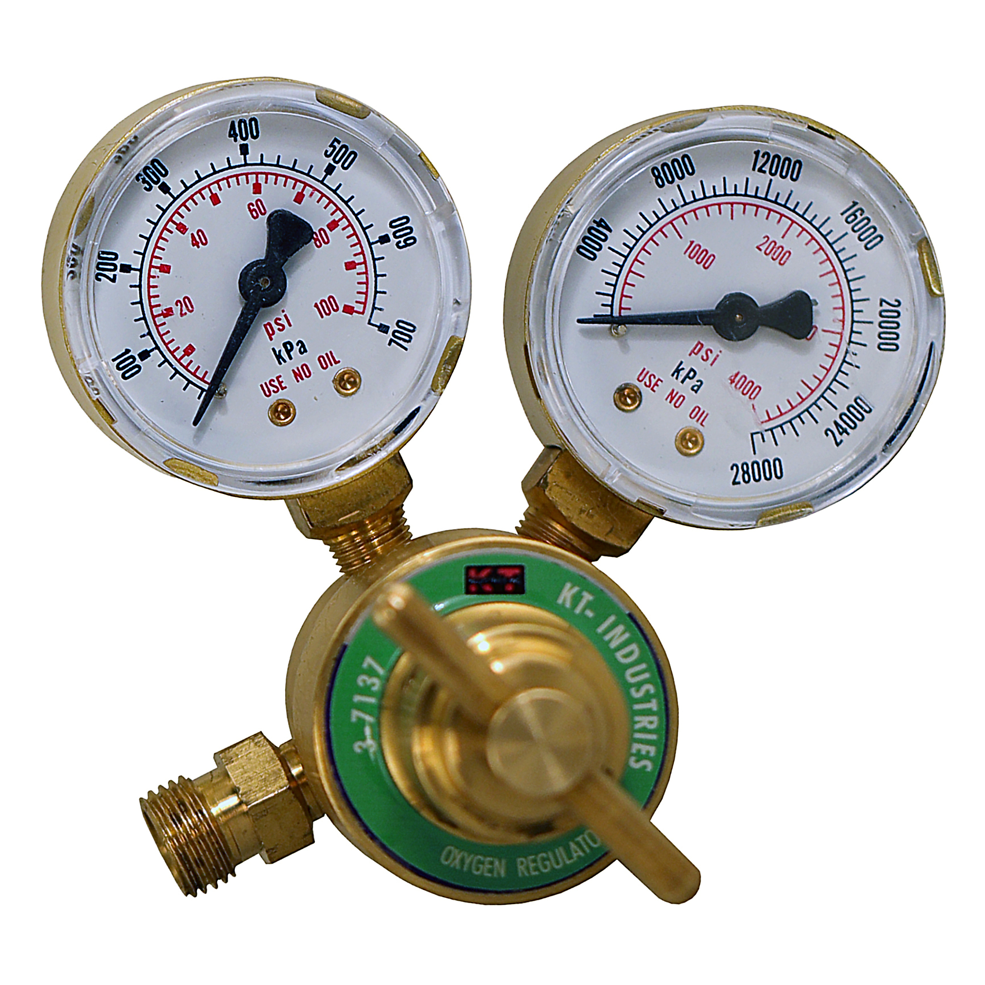 K-T Industries Light Duty Oxygen Regulator — 4-60 PSI, CGA 540 Inlet, Dual 1.5in. Gauges, Model# 3-7137