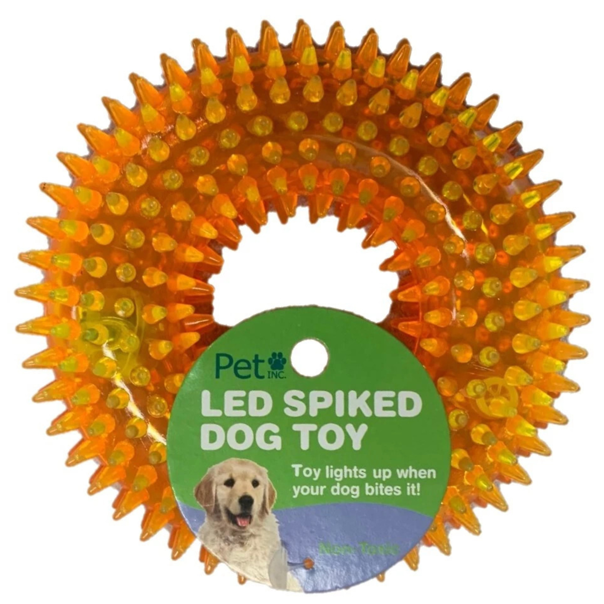 Tool Essentials LED Spiked Donut Dog Toy - Light-Up & Durable - Assorted Colors, Model #PS-40832
