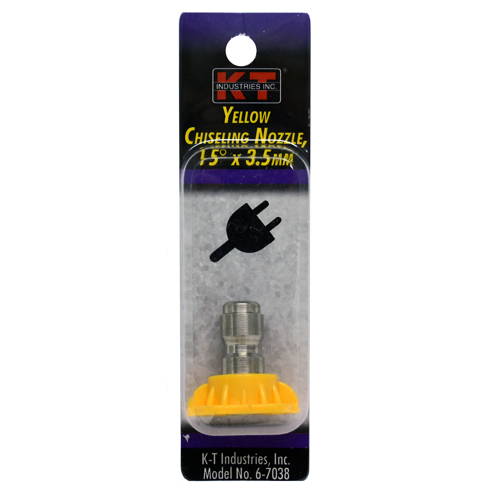 K-T Industries Chiseling Nozzle — 15Â°, 3.5mm, 4000 PSI, Yellow, Model# 6-7038