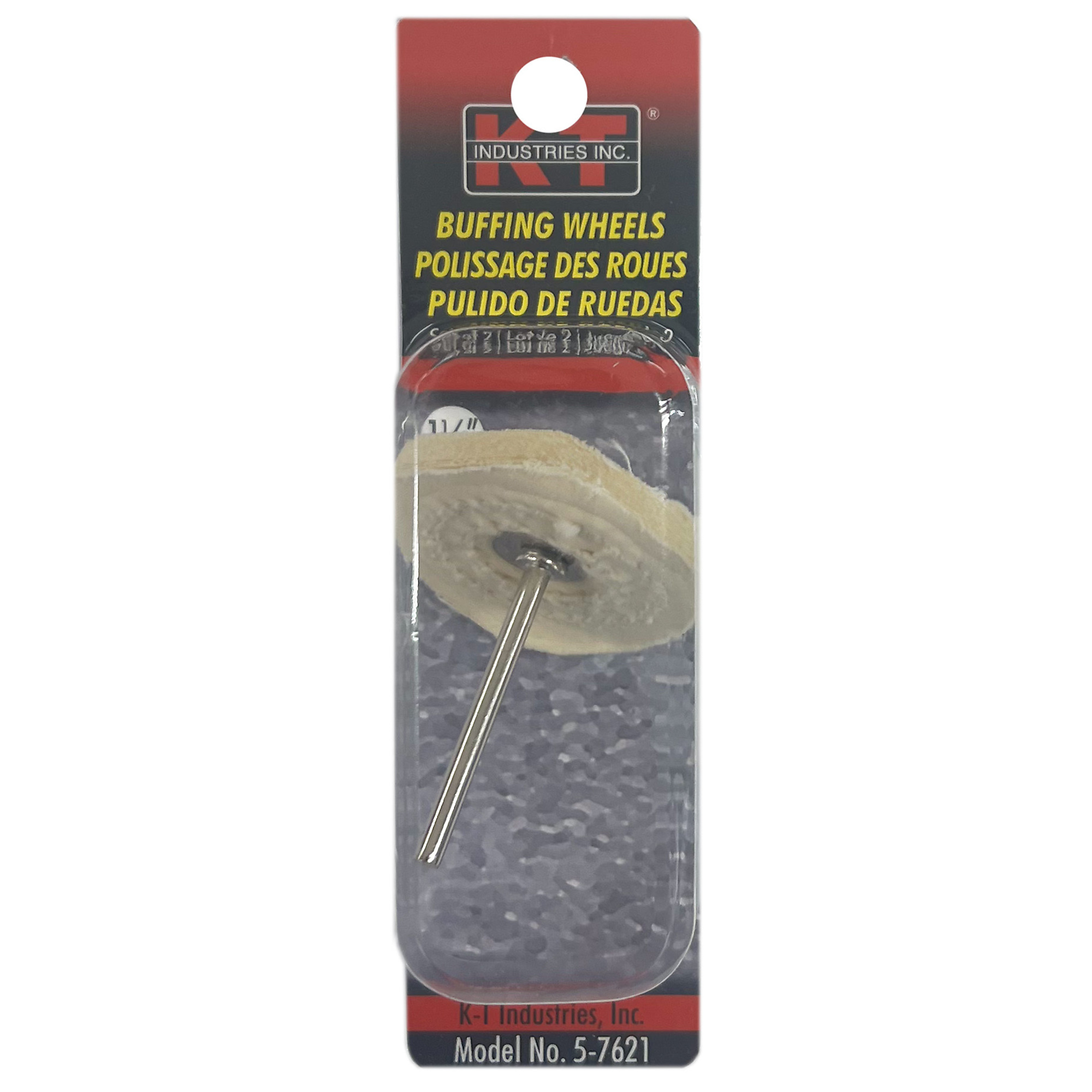 K-T Industries Cloth Buffing Wheels with Mandrel — 1.5in., 3-Pc., Model# 5-7621