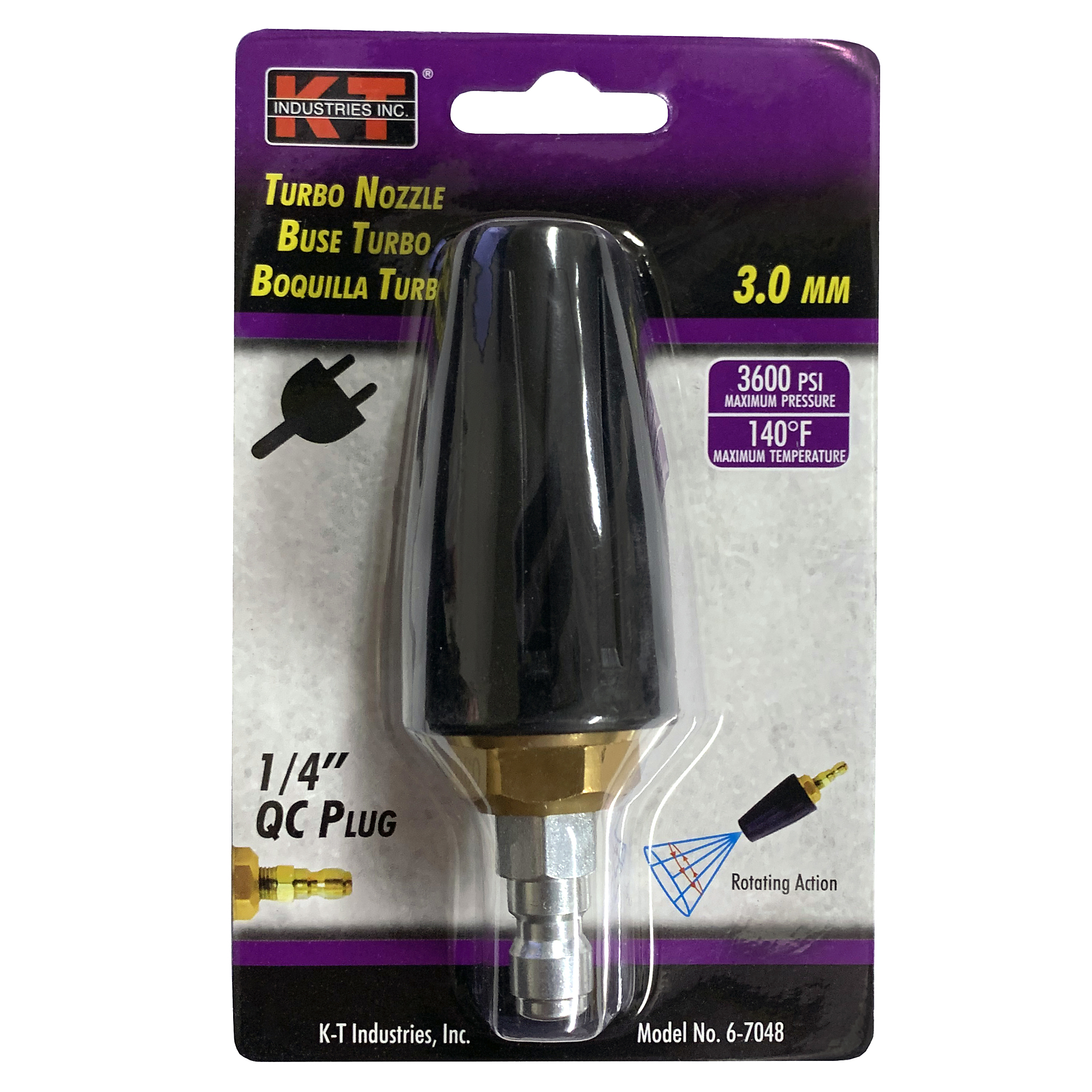 K-T Industries Turbo Nozzle — Oscillating, 0.030in., 3600 PSI, 1/4in. Quick Connect, Model# 6-7048