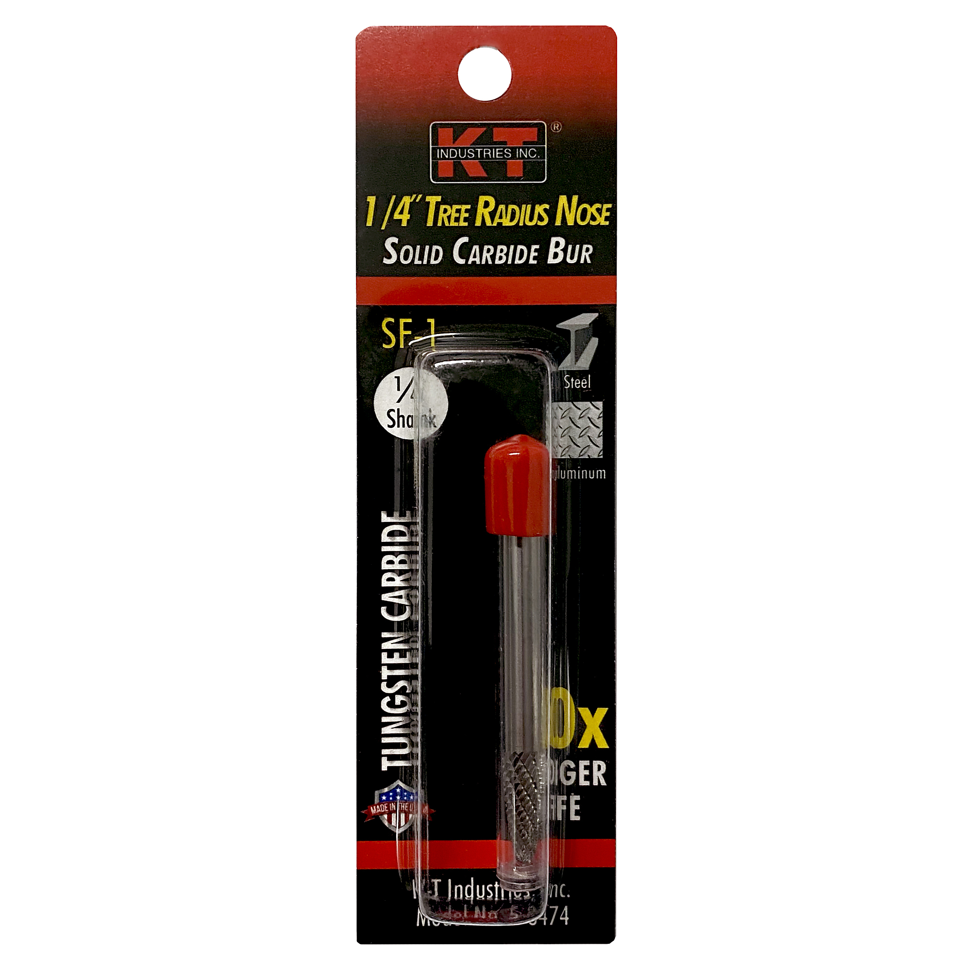 K-T Industries Solid Carbide Bur — 1/4in. Tree Radius Nose, 1/4in. Shank, Model# 5-8474