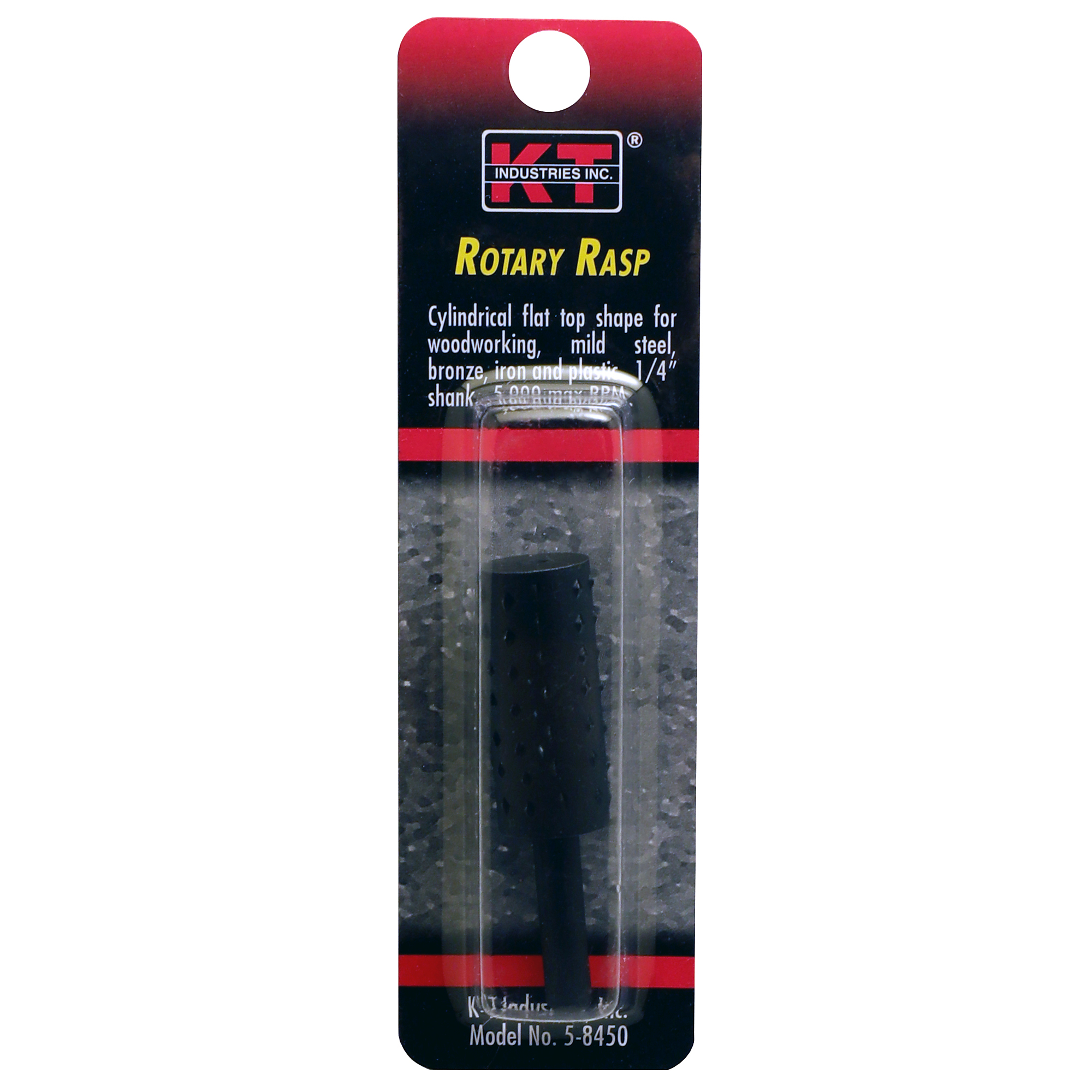 K-T Industries Rasp Cylindrical Flat Top — 1/4in. Shank, Model# 5-8450