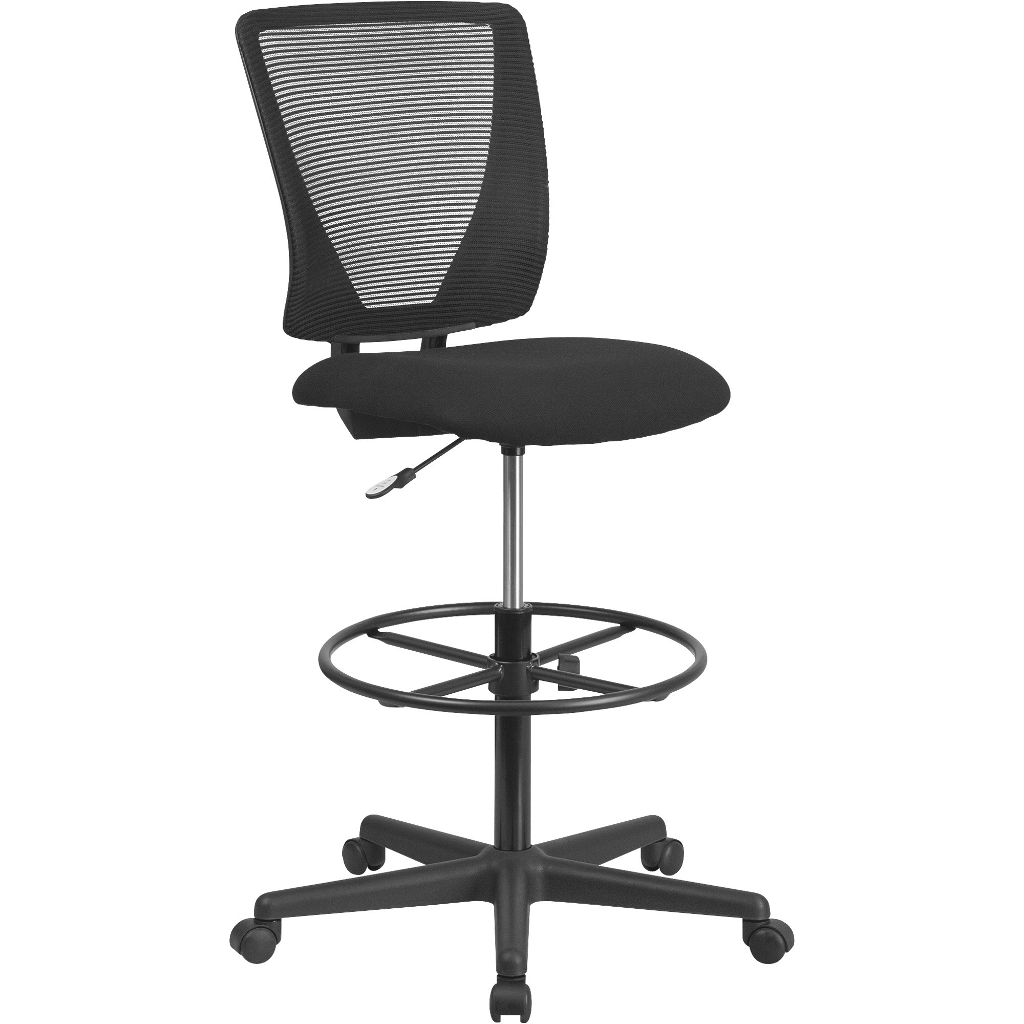 Flash Furniture Mid-Back Mesh Drafting Stool, Black, 26.25"W x 26"D x 43"-49.25"H, Model# GO2100