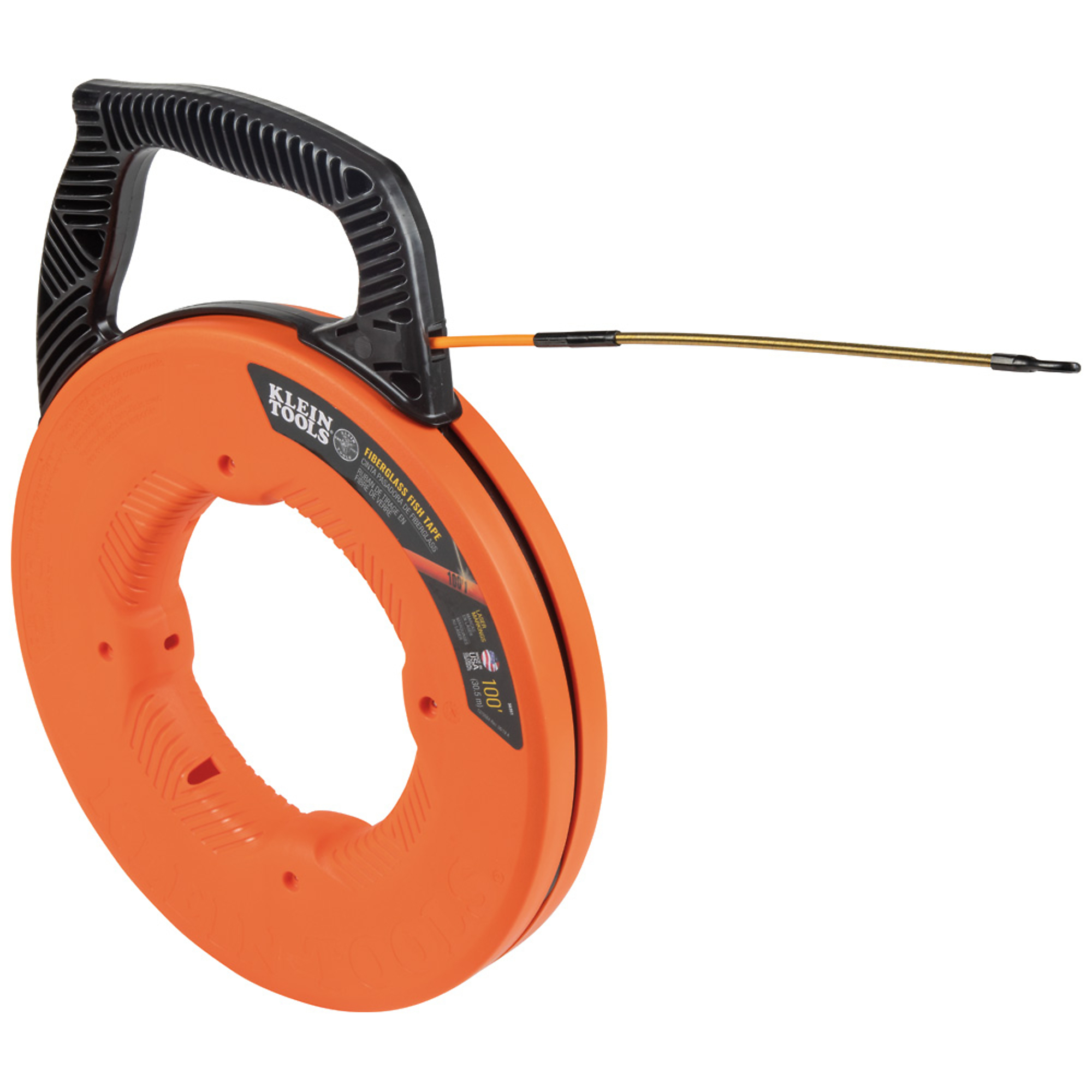 Fiberglass Fish Tape with Spiral Steel Leader, 100, Model# 56351