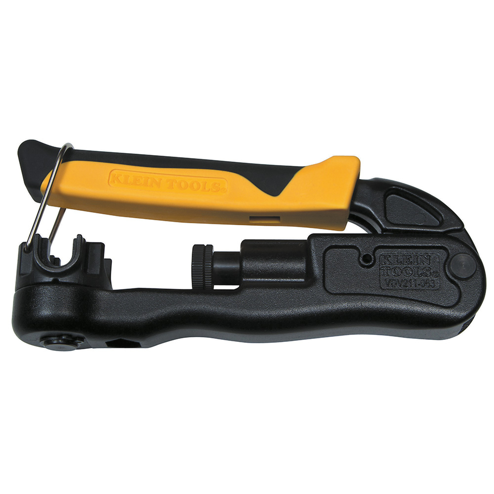 Klein Tools Heavy-Duty Multi-Connector Compression Crimper — Contoured Grips, Integrated Handle Lock, Model# VDV211-063