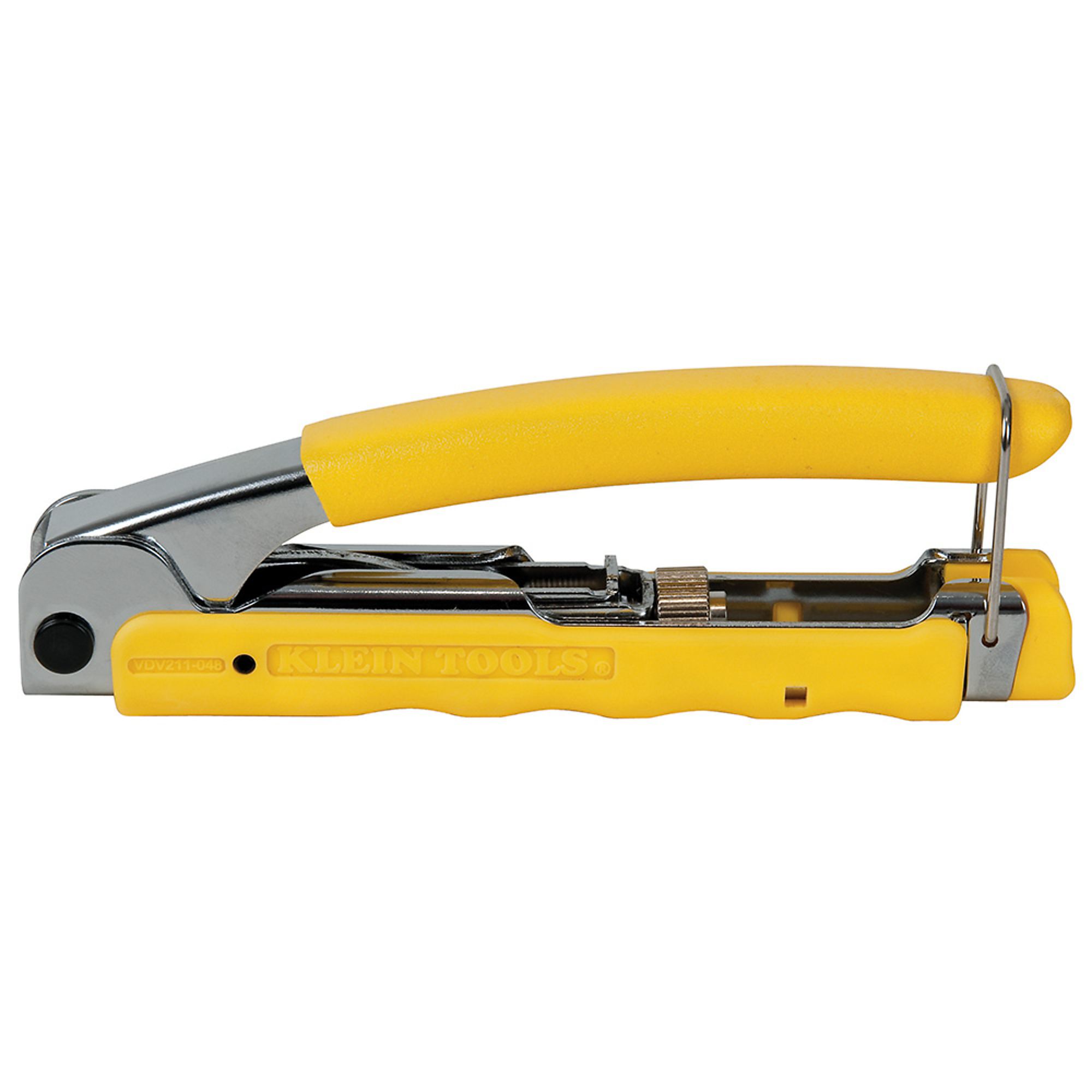 Klein Tools Compact Multi-Connector Compression Crimper — Adjustable Plunger, Integrated Handle Lock, Model# VDV211-048