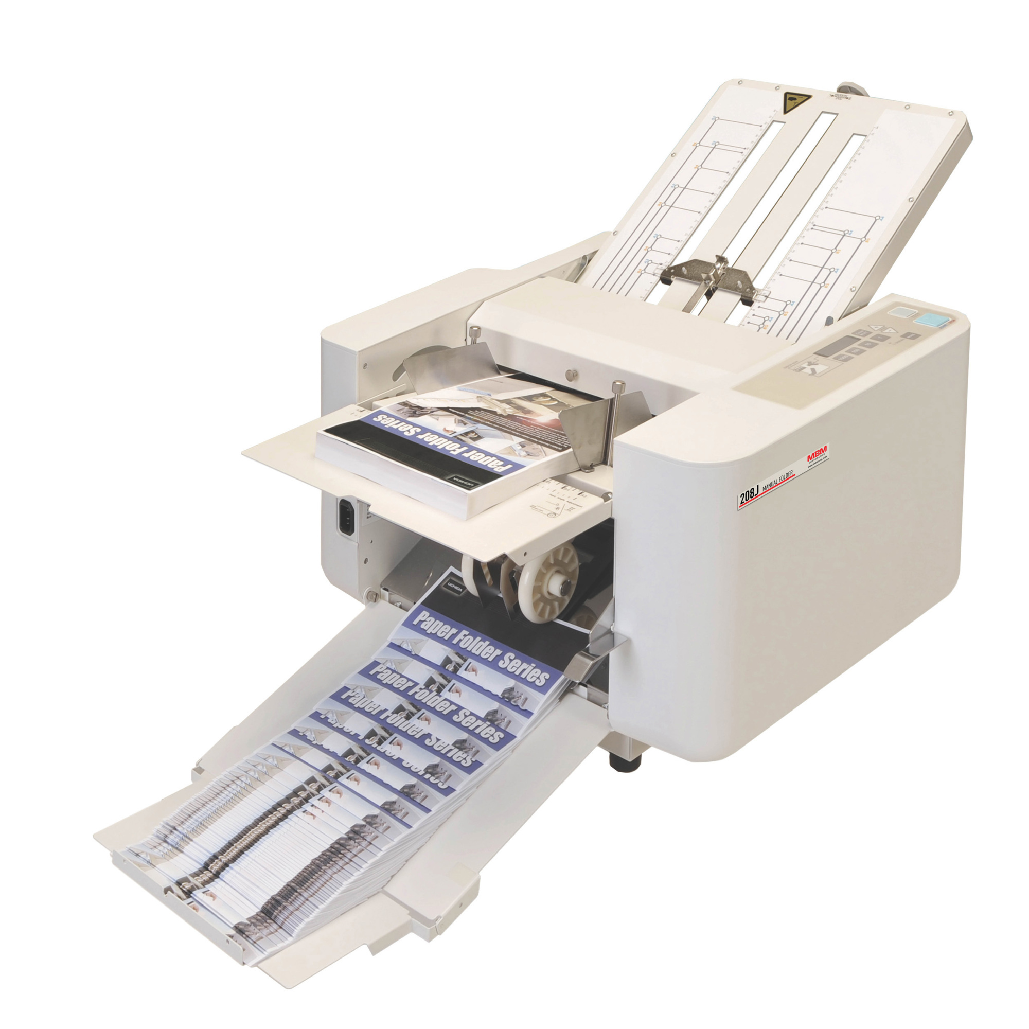 MBM Manual Paper Folder — 3-Roller Friction Feed, 500-Sheet Capacity, Folds 14,000 Sheets/Hour, Custom Folding for 12-80 Lb. Paper, Model# 208J