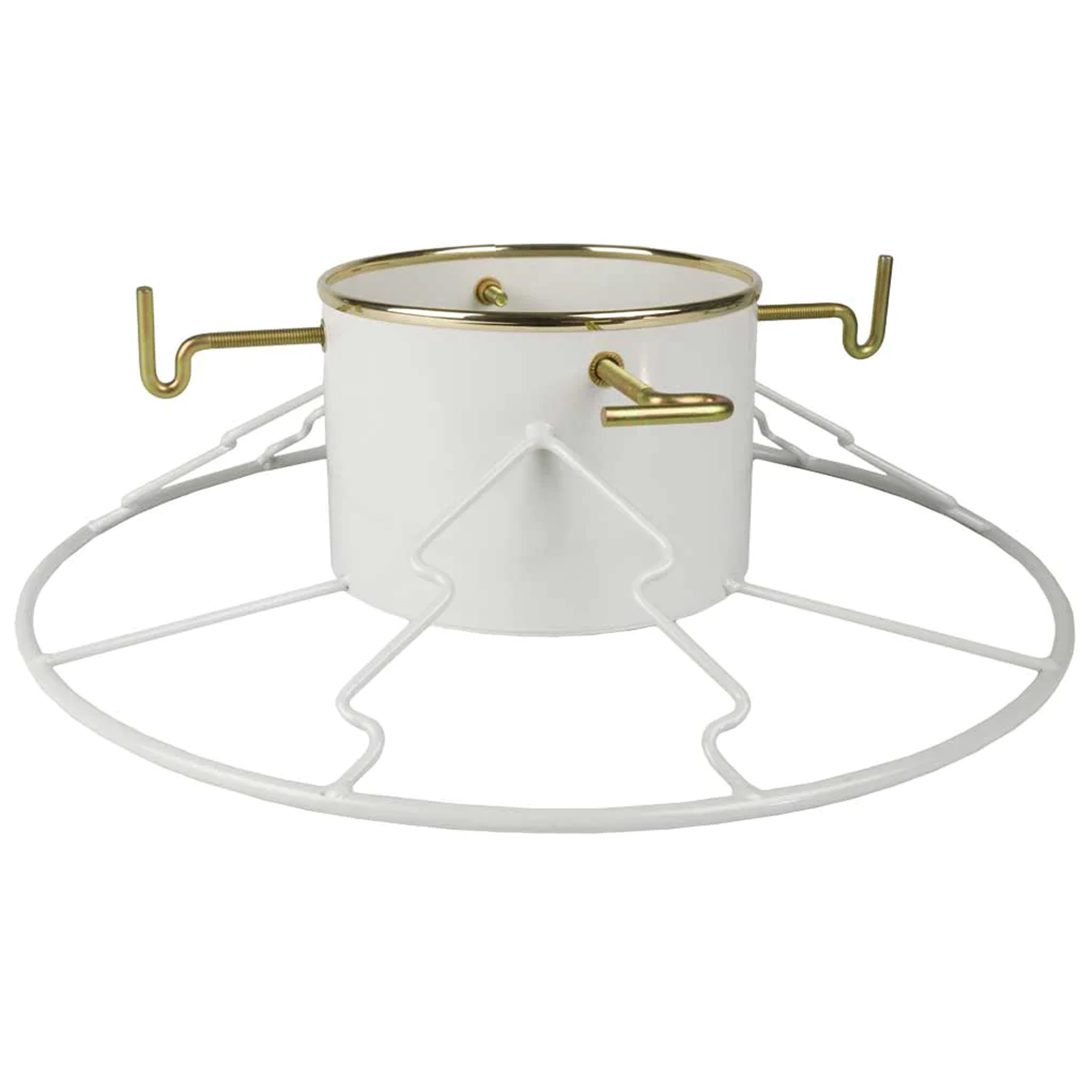 Santa’s Helper, White Tree Stand with Gold Accents, 6-11 ft Trees, 22" Steel Base, 1.65-Gallon Leakproof Reservoir, Rust-Resistant, Heavy-Duty, Elegant Holiday Display, Lifetime Guarantee, Model #SHW-1100