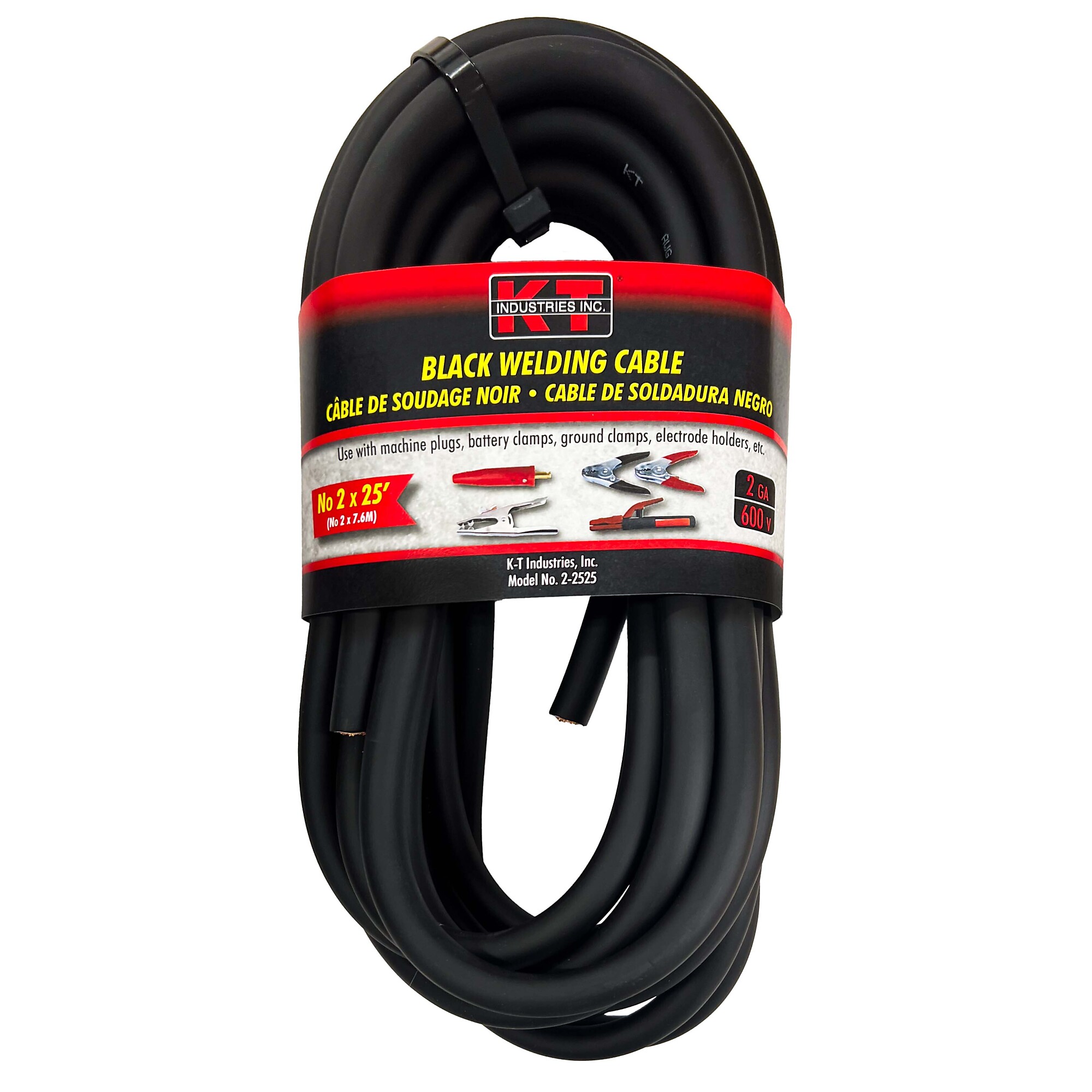 K-T Industries Welding Cable, No. 2 AWG, 25ft., 600V, Black, Model# 2-2525