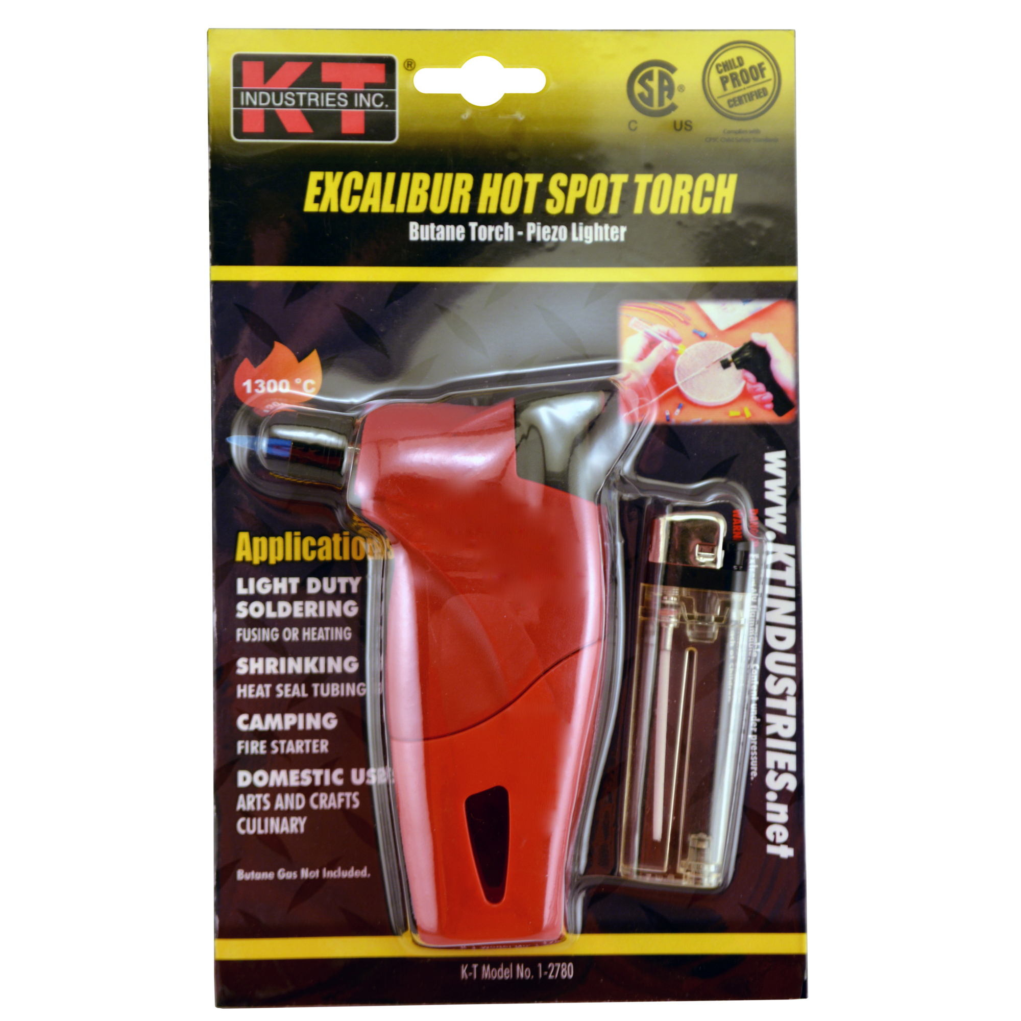 K-T Industries Micro Torch — Palm Size, Empty Fuel Cell, 2500°F Flame, Model# 1-2780