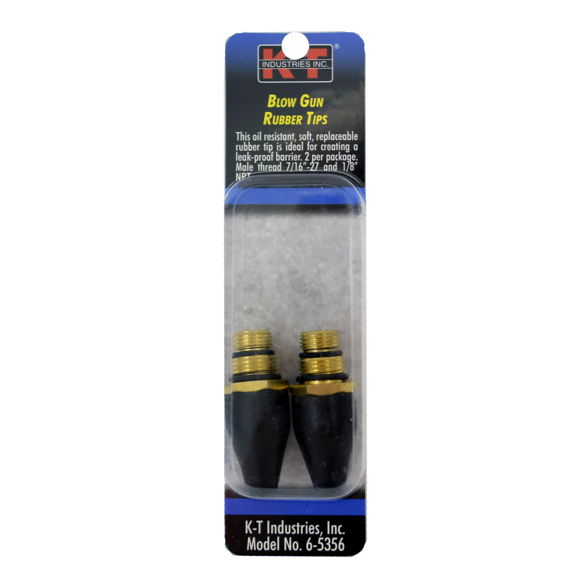 K-T Industries Replacement Rubber Tip — 2-Pack, Oil-Resistant, 7/16in.-27 Male Thread, 1/8in. NPT, Model# 6-5356