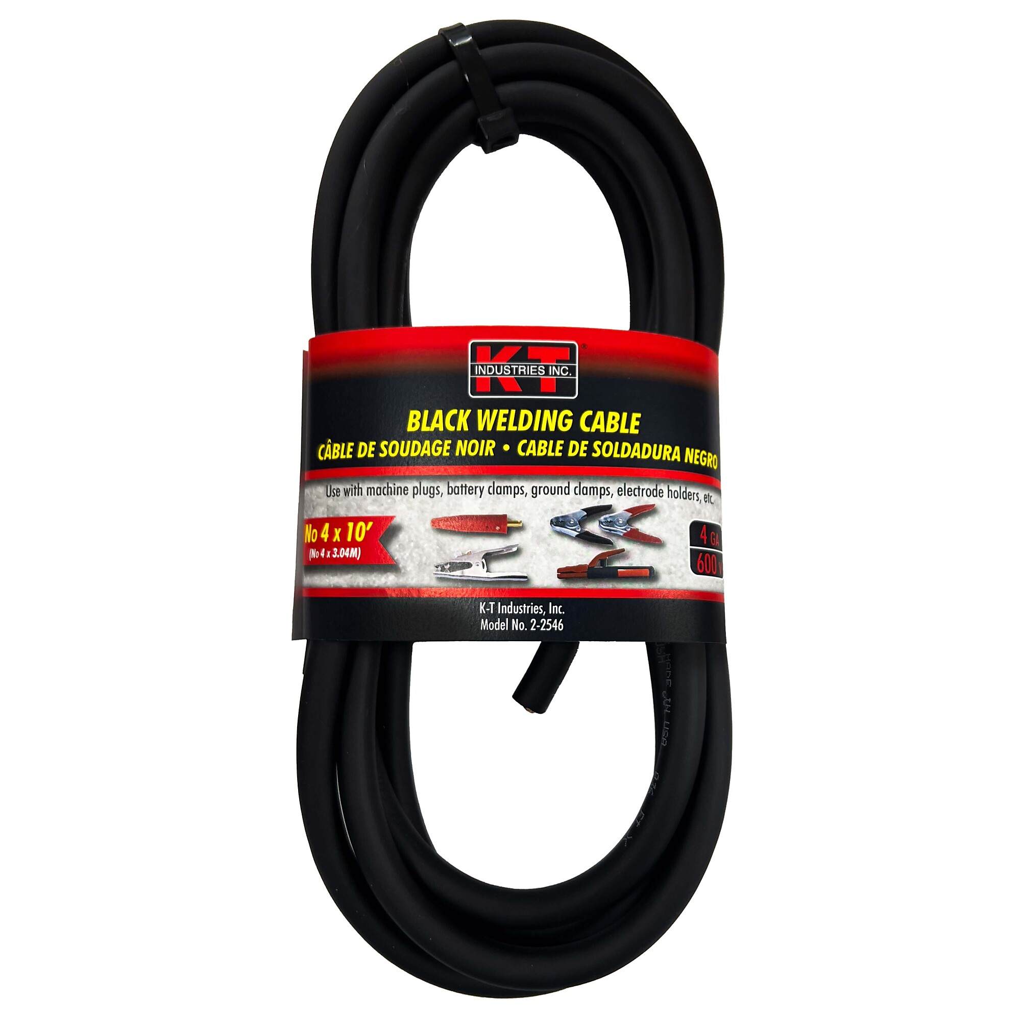 K-T Industries Welding Cable, No. 4 AWG, 10ft., 600V, Black, Model# 2-2546