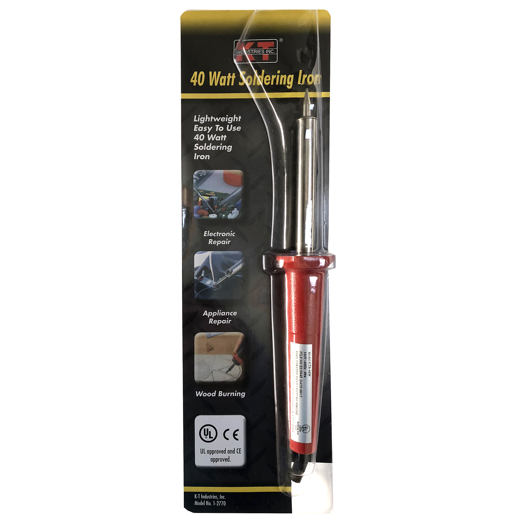 K-T Industries Electric Soldering Iron — 40 Watts, UL Listed, Model# 1-2770