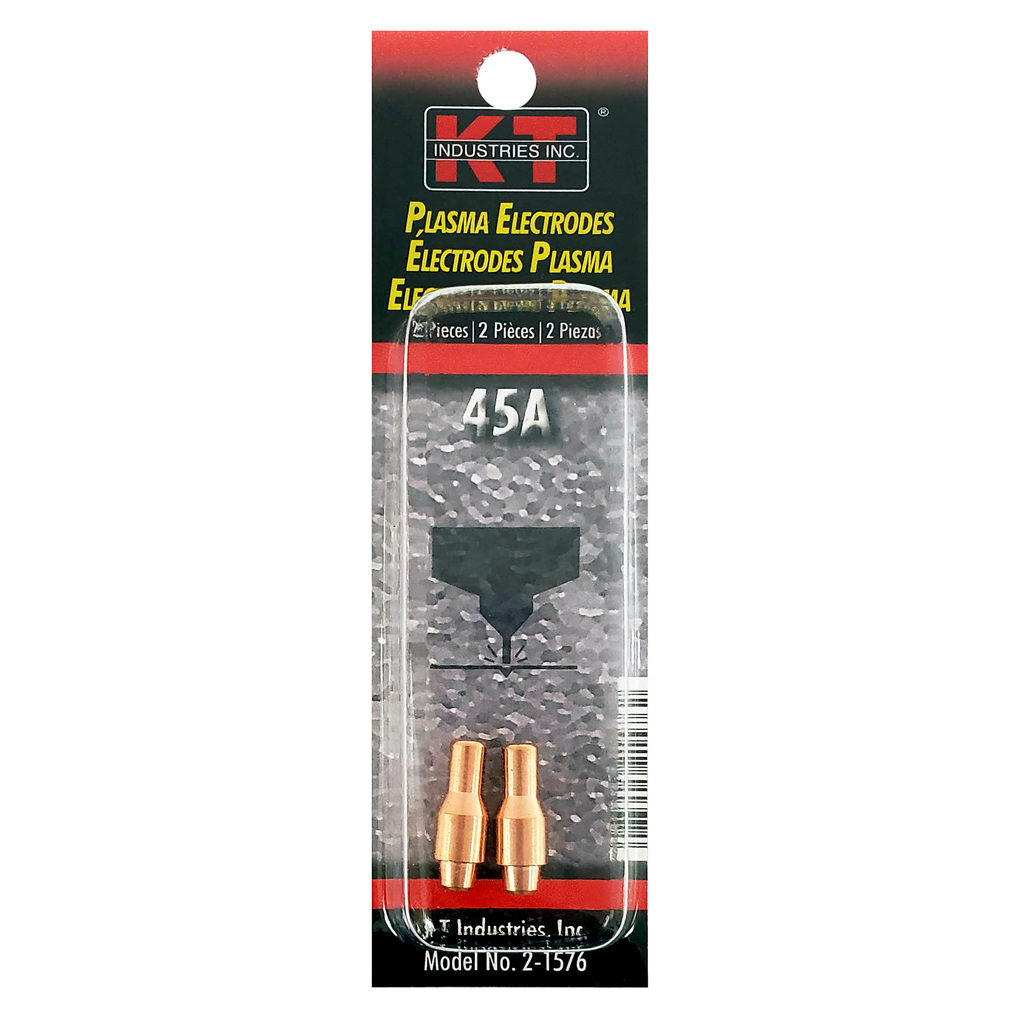 K-T Industries Plasma 45A Electrode — 2 Pk, Model# 2-1576