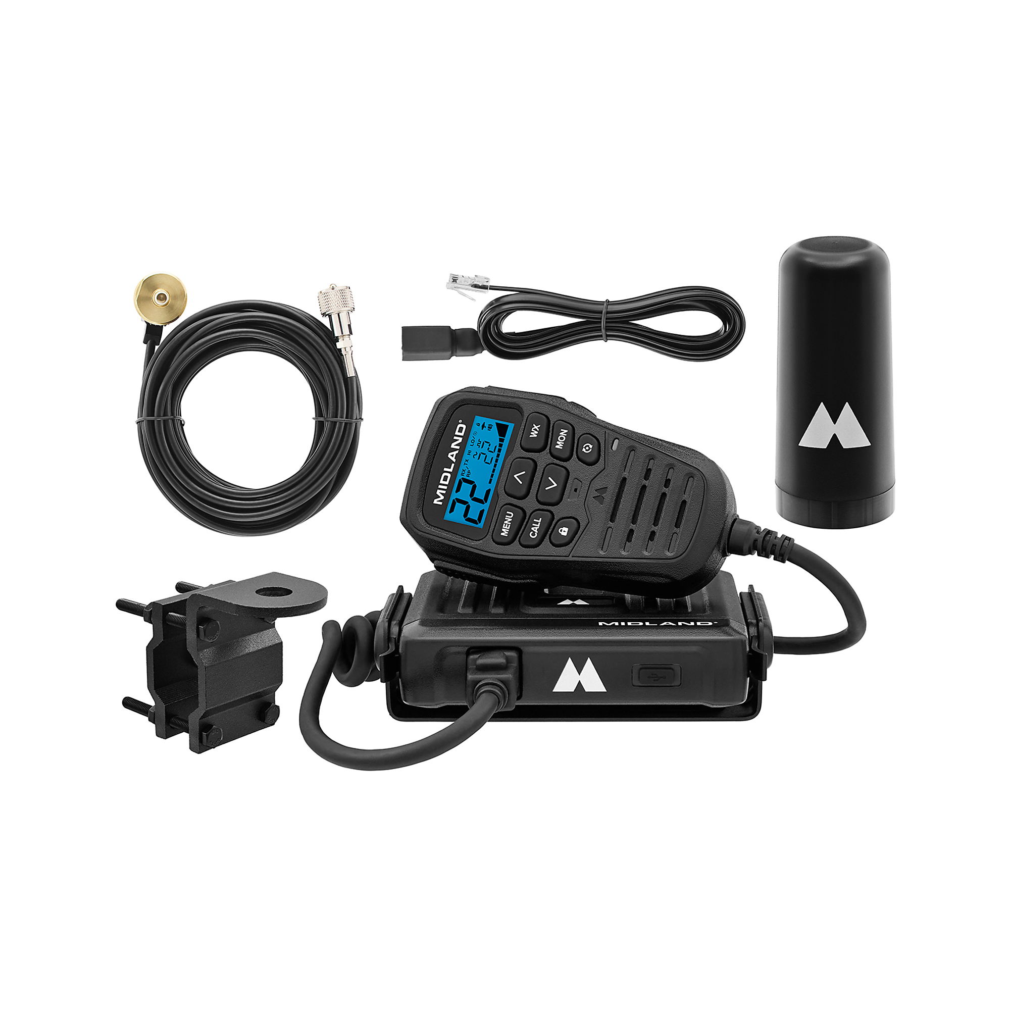 Midland GMRS MicroMobile Radio Bundle — 15 Watts, MXT275, Ghost Antenna, Mount, Accessories, Model# MXT275VP4