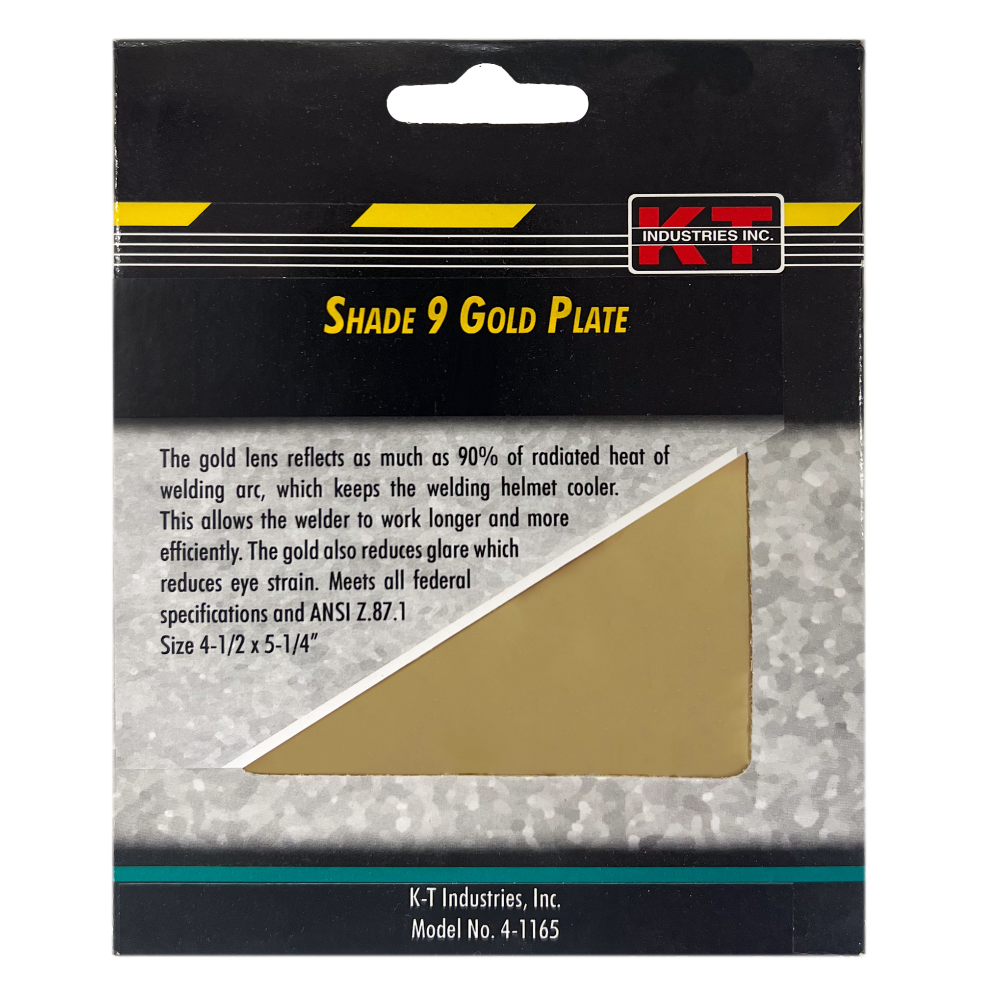 K-T Industries Gold Welding Lens — 4-1/2in. x 5-1/4in., Shade 9, Model# 4-1165
