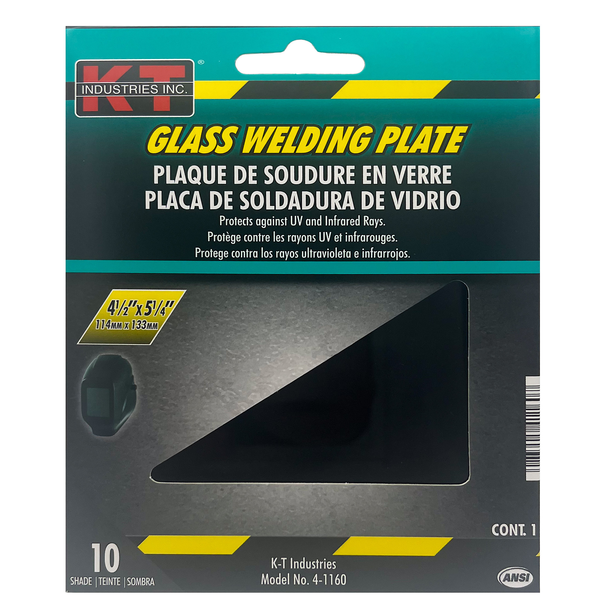 K-T Industries Welding Plate — 4.5in. x 5.25in., Shade 10, Model# 4-1160