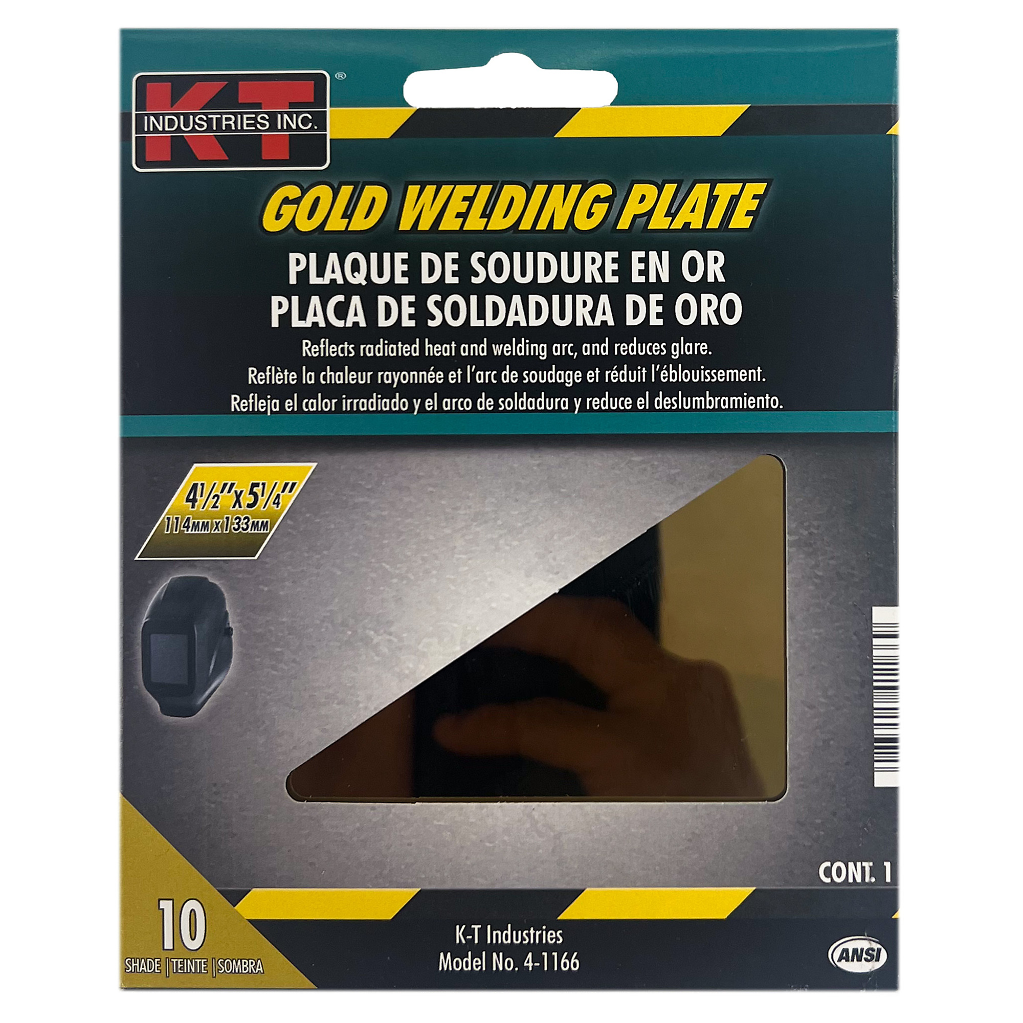 K-T Industries Gold Welding Lens — 4.5in. x 5.25in., Shade 10, Model# 4-1166