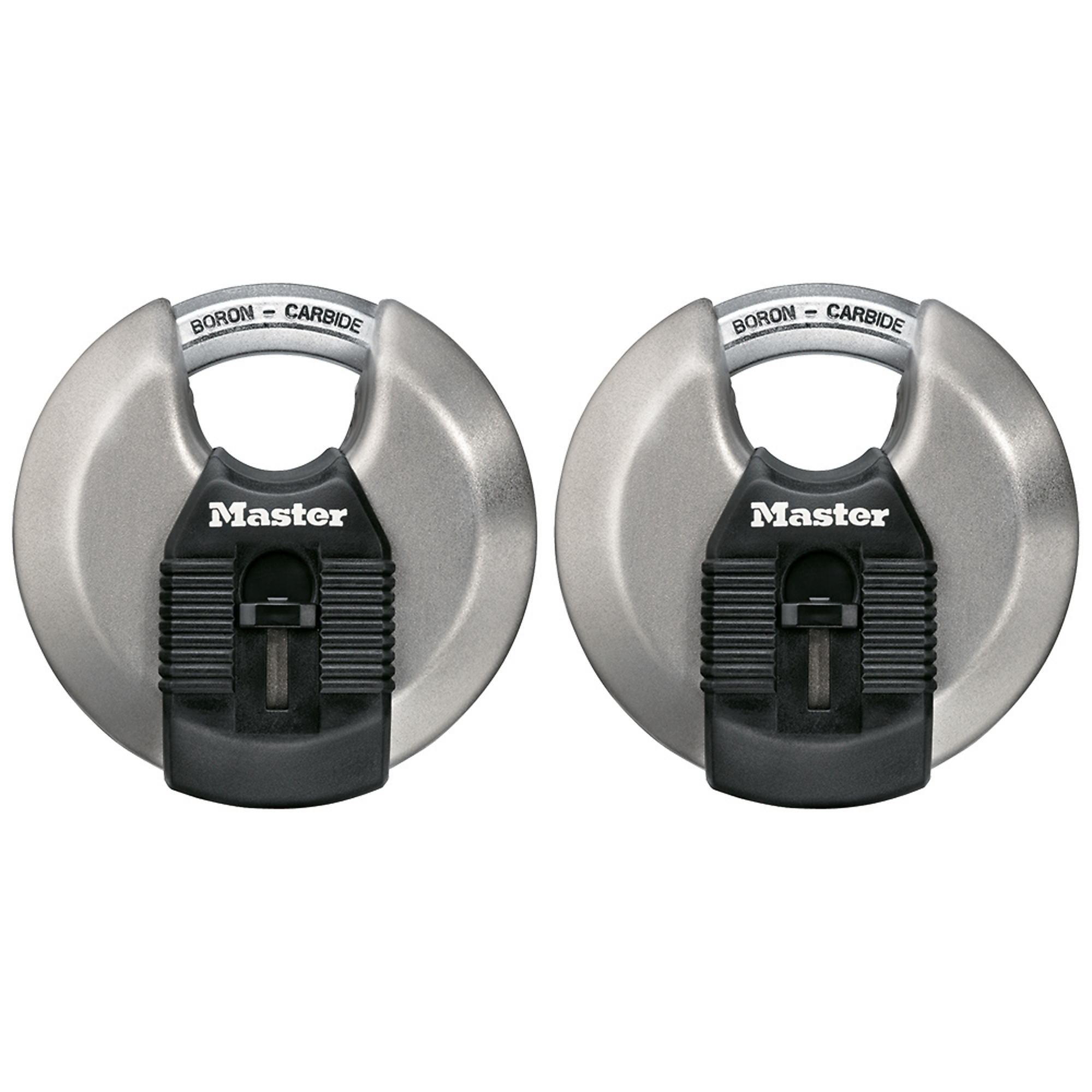 Master Lock Discus Padlock Magnum Heavy-Duty 3-1/8" x 4/16" Diameter x 1-7/32"  Stainless-Steel with Keys, Keyed Alike Storage Lock for Indoor or Outdoor Use, 2 Pack, M50XTCCSEN
