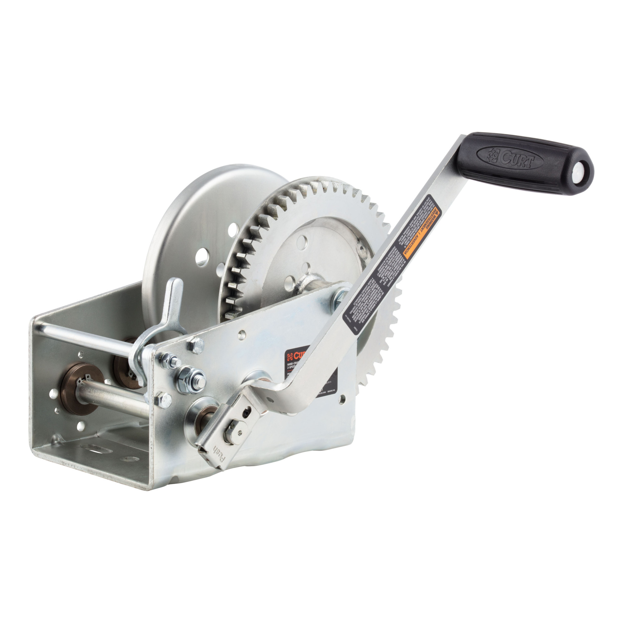 Curt Manufacturing Hand-Crank 2-Speed Winch — 3,200 Lbs. Capacity, 5.4:1 High Gear Ratio, 17.5:1 Low Gear Ratio, 9.6in. Handle, Model# 29532