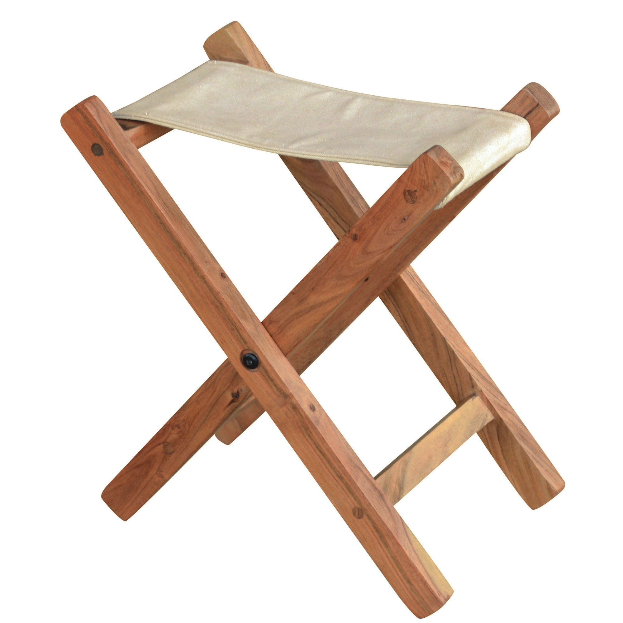 AmeriHome Acacia and Canvas Folding Stool, Model# AWFFRS
