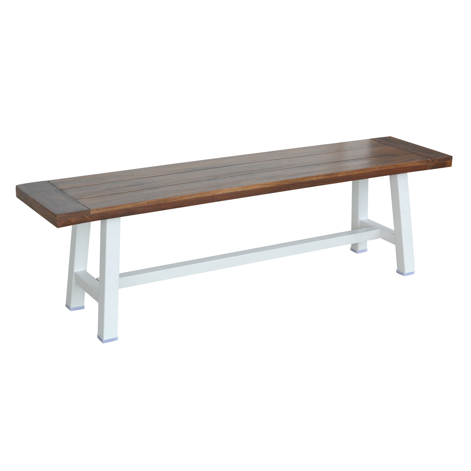 AmeriHome Indoor/Outdoor Bench — 63in. Length, Acacia Wood, Powder-Coated Metal Base, 500-Lb. Capacity, Model# AWOBW63
