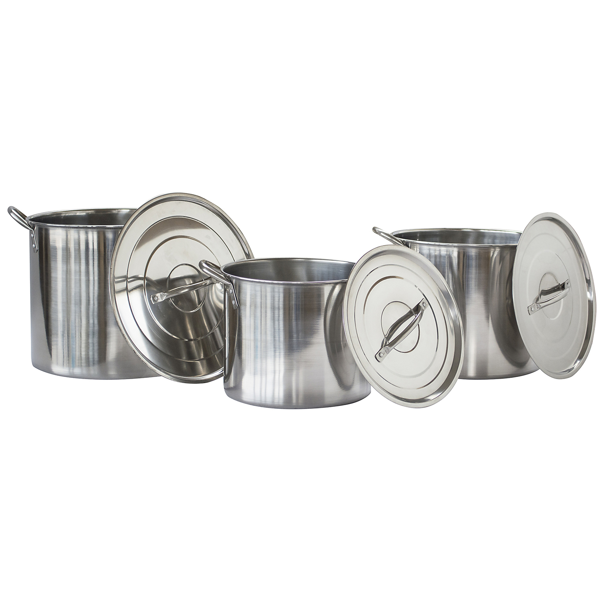 Amerihome 3-Piece Stainless Steel Stock Pot Set — 8 Qt., 12 Qt., 16 Qt., Dishwasher Safe, Model# STP3