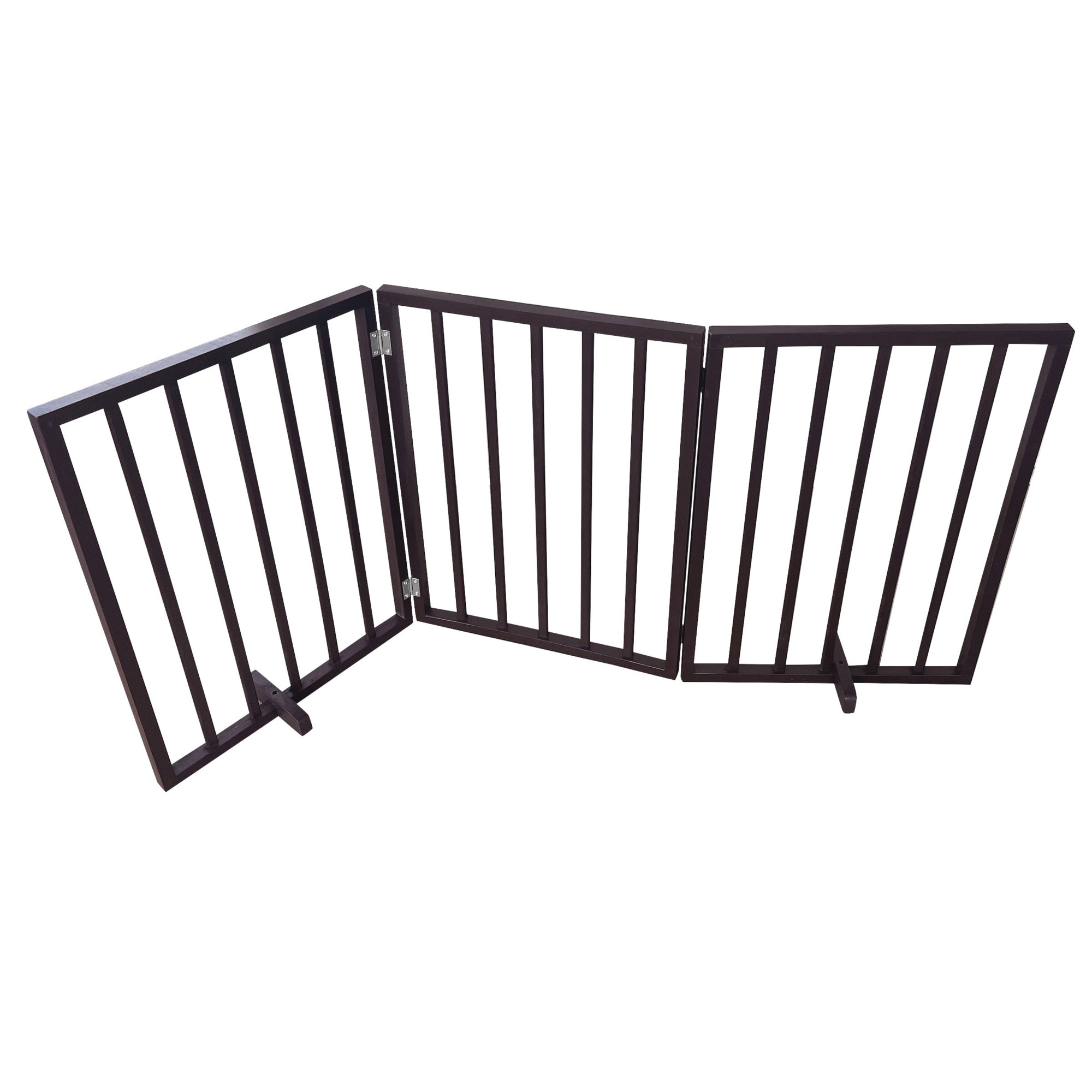 AmeriHome Freestanding Folding Wood Pet Gate — 54in. x 24in., 3-Panel, Brown, Model# WFPGB3