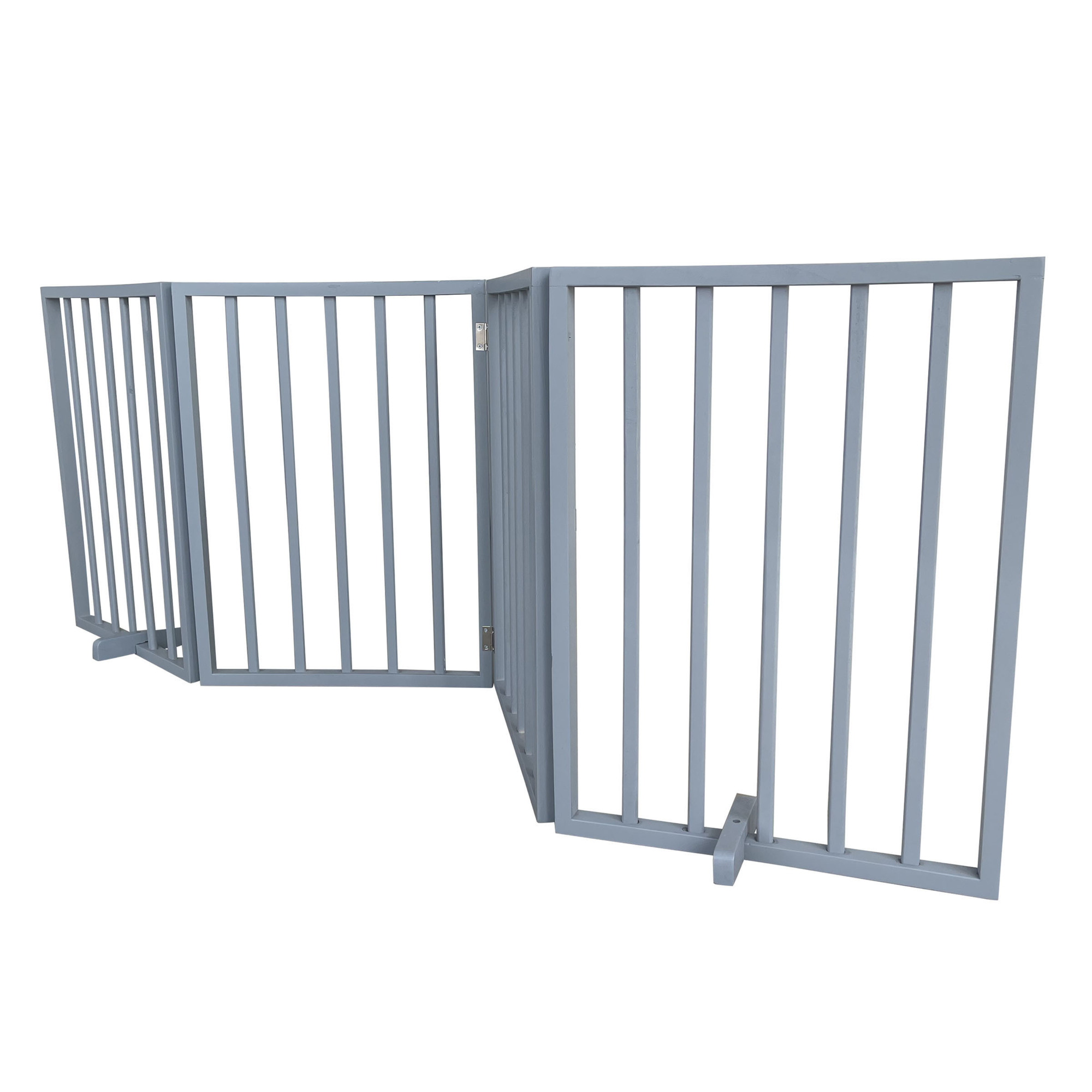 AmeriHome Freestanding Folding Wood Pet Gate — 72in., 4-Panel, Gray, Model# WFPGG4