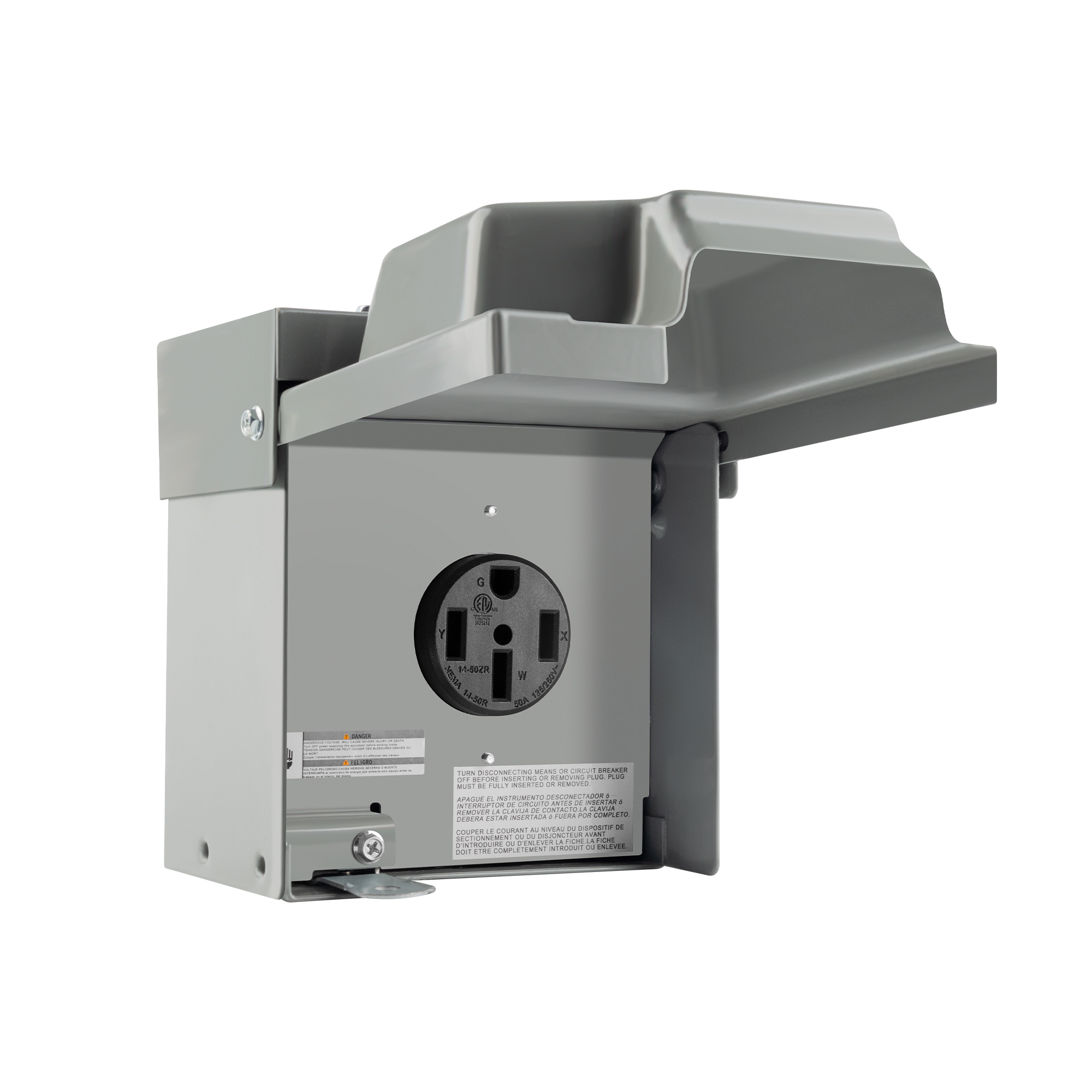 Adsafe 50A RV Panel Box — Weather-Resistant, Prewired 14-50R Receptacle, Model# AD50PB