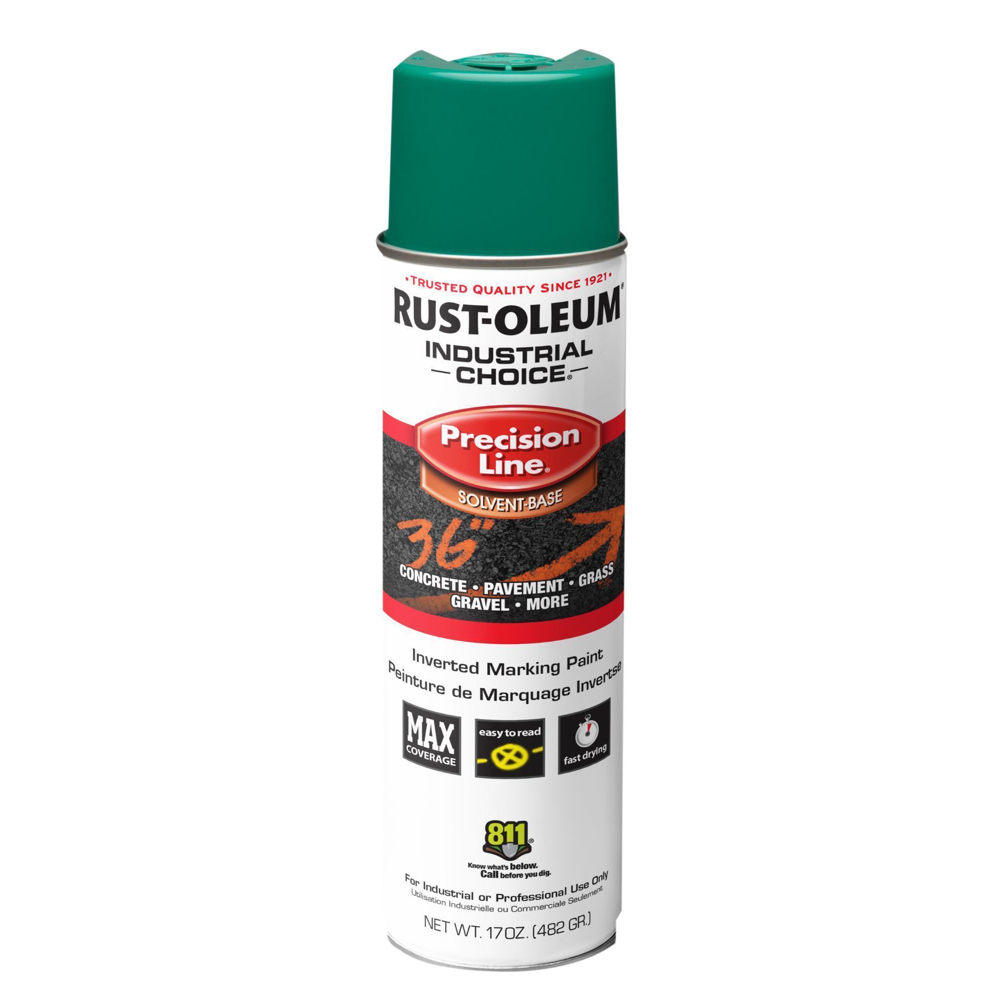 Rust-Oleum Industrial Choice M1600 Precision Line Inverted Marking Spray Paint — Safety Green, 17 Oz. Cans, 12 Pk, Model# 1634838VDS