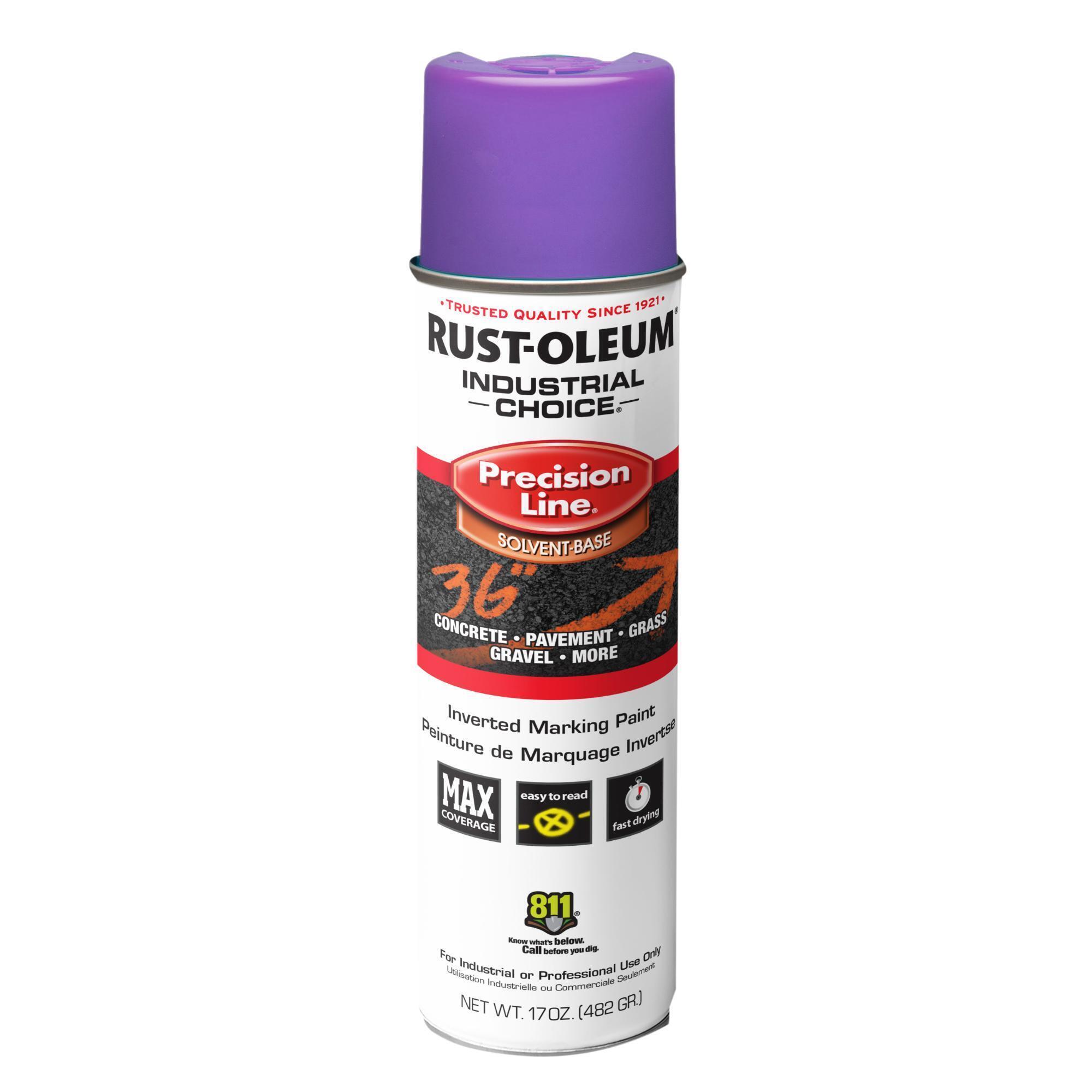 Rust-Oleum Industrial Choice M1600 Precision Line Inverted Marking Spray Paint — Fluorescent Purple, 17 Oz. Cans, 12 Pk, Model# 1669838VDS