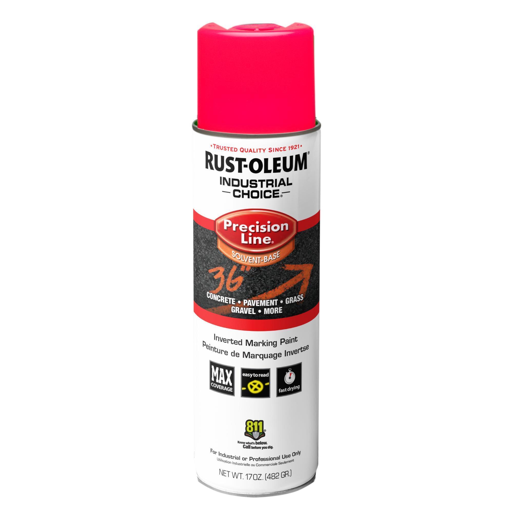 Rust-Oleum Industrial Choice M1600 Precision Line Inverted Marking Spray Paint — Fluorescent Pink, 17 Oz. Cans, 12 Pk, Model# 1661838VDS