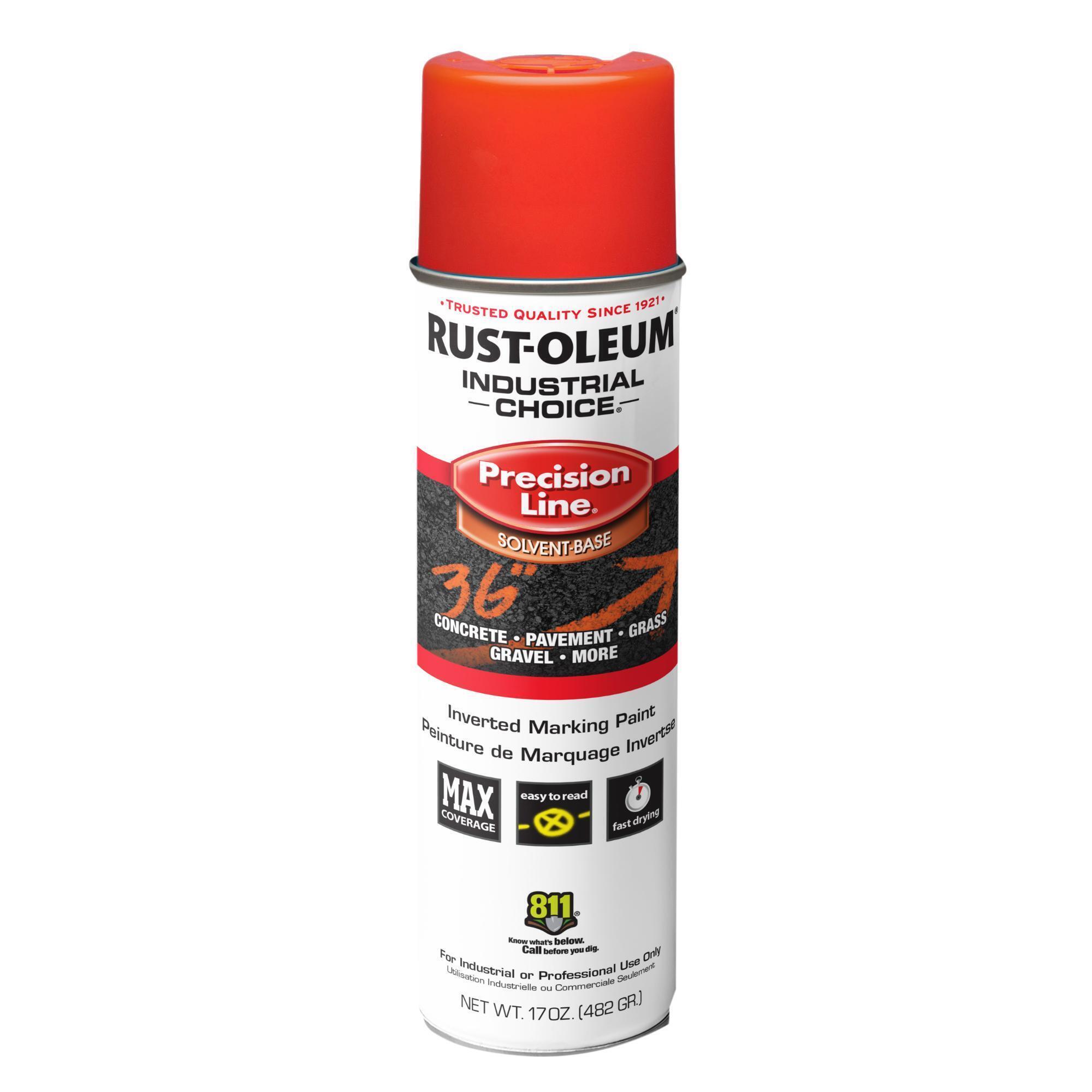 Rust-Oleum Industrial Choice Precision Line Inverted Marking Spray Paint — Fluorescent Red, 17 Oz. Cans, 12 Pk, Model# 1662838VDS