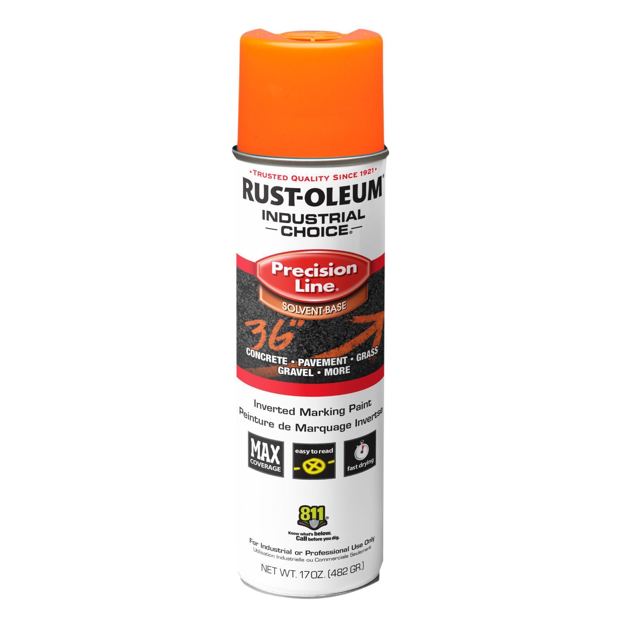 Rust-Oleum Industrial Choice M1600 Precision Line Inverted Marking Spray Paint — APWA Orange, 17 Oz. Cans, 12 Pk, Model# 201516VDS
